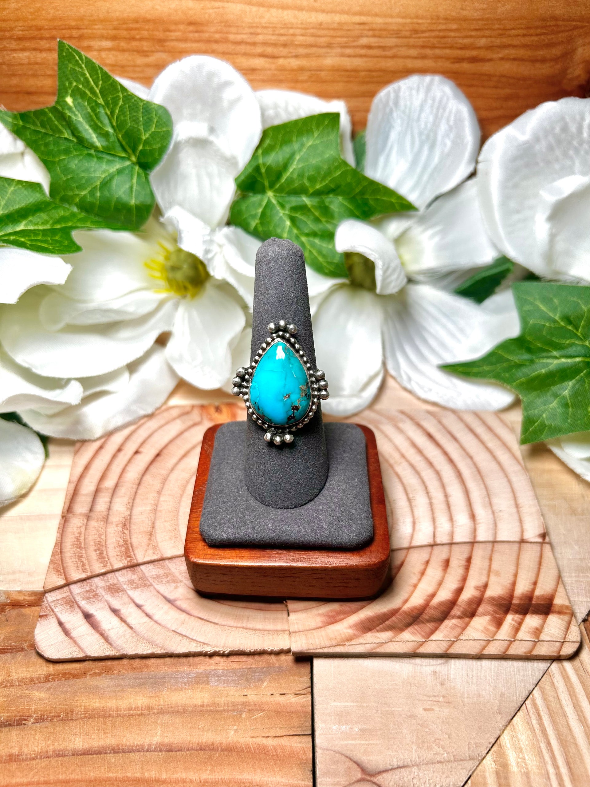 Navajo Made Red Skin Turquoise & Sterling Silver Ring Size 7.25