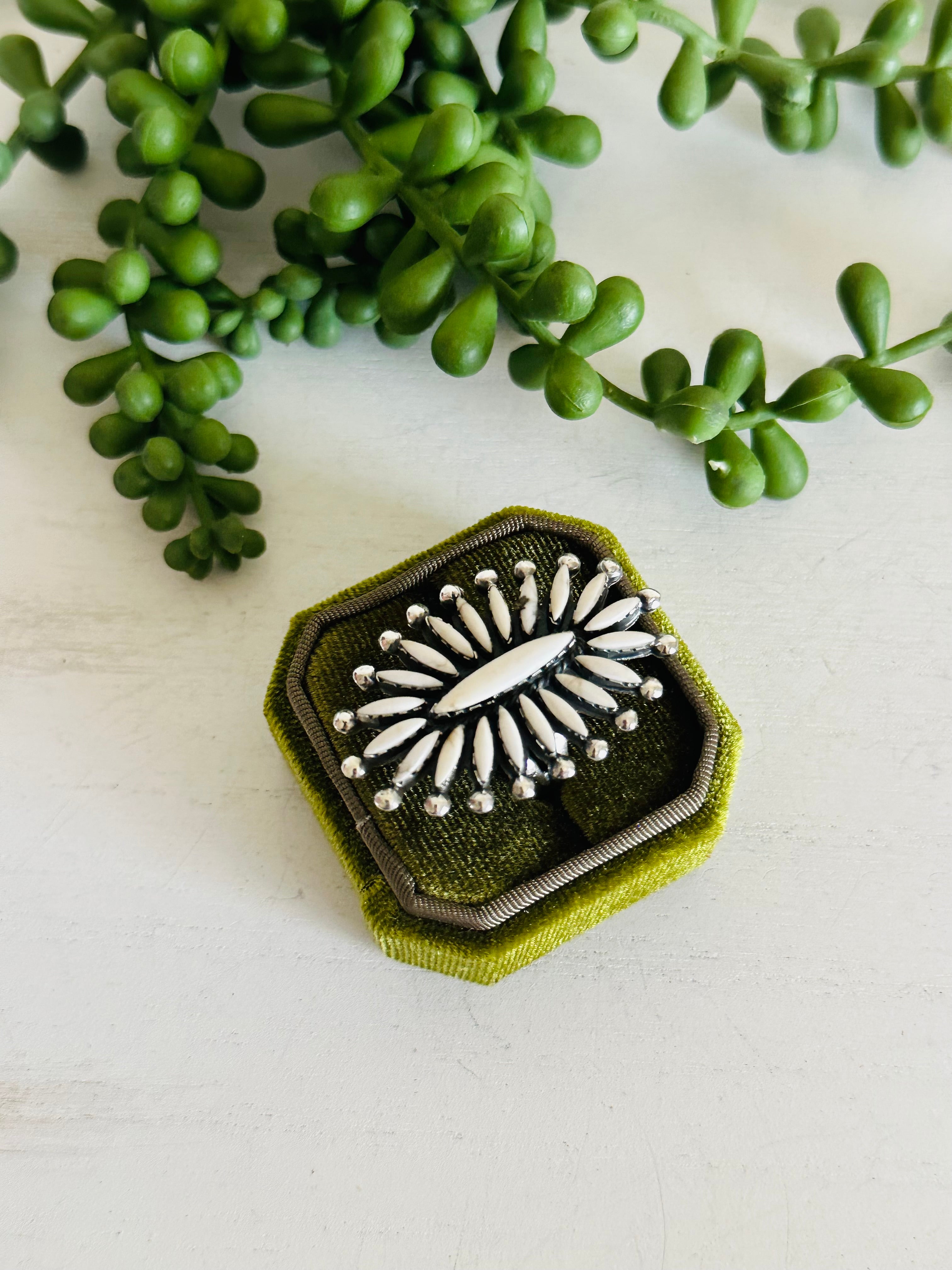 Southwest Handmade Howlite & Sterling Silver Adjustable Cluster Ring