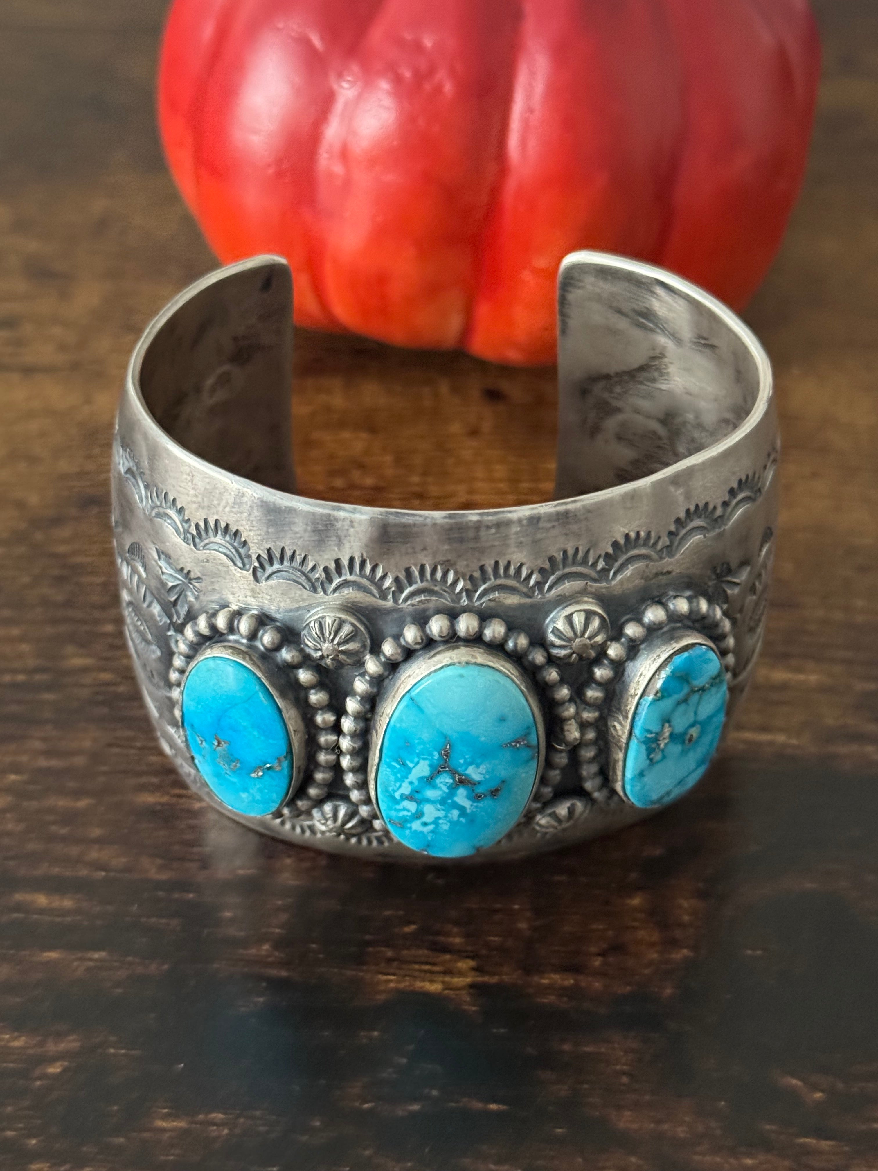 Delbert Secatero Valley Blue Turquoise & Sterling Silver Cuff Bracelet