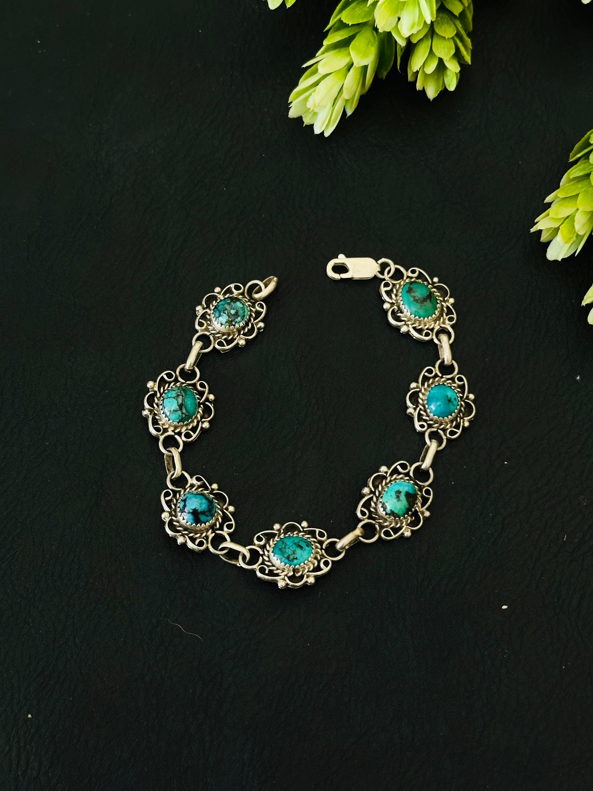 Navajo Made Kingman Turquoise & Sterling Silver Bracelet