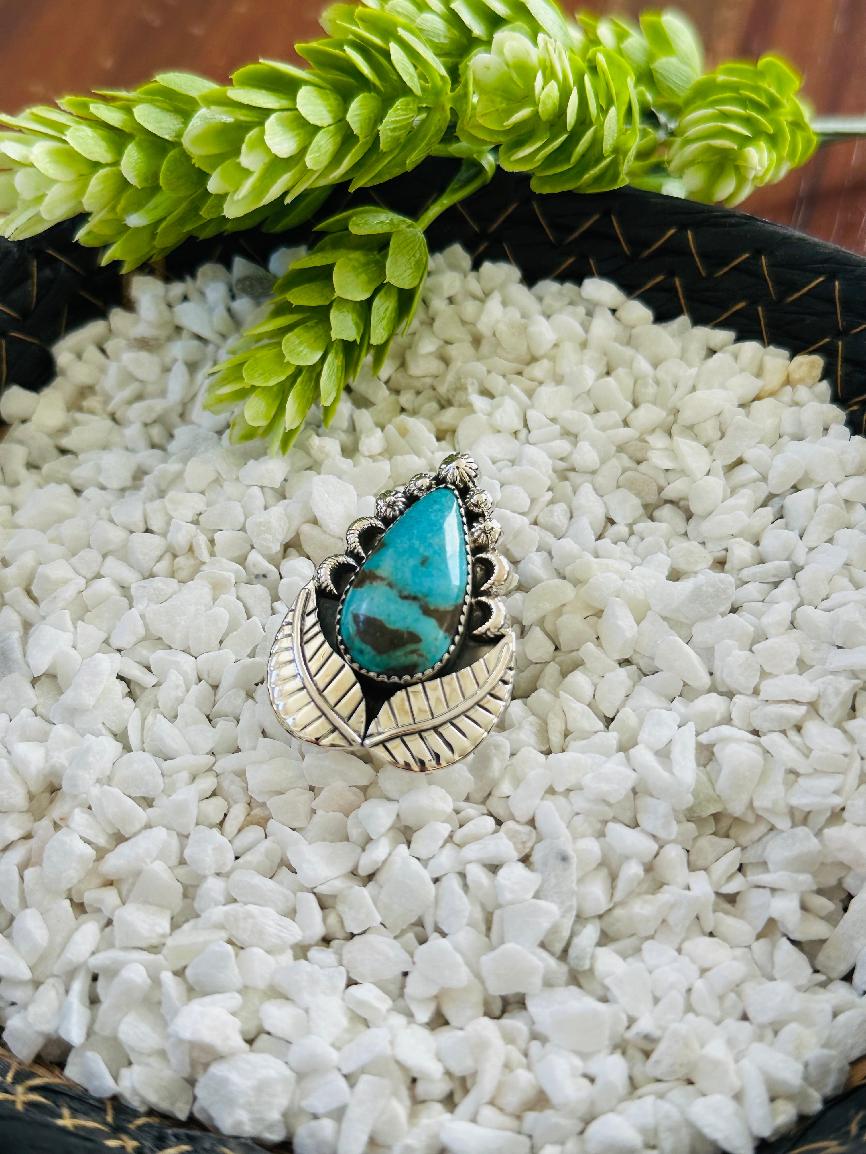 TTD “Retro” Kingman Turquoise & Sterling Silver Adjustable Ring