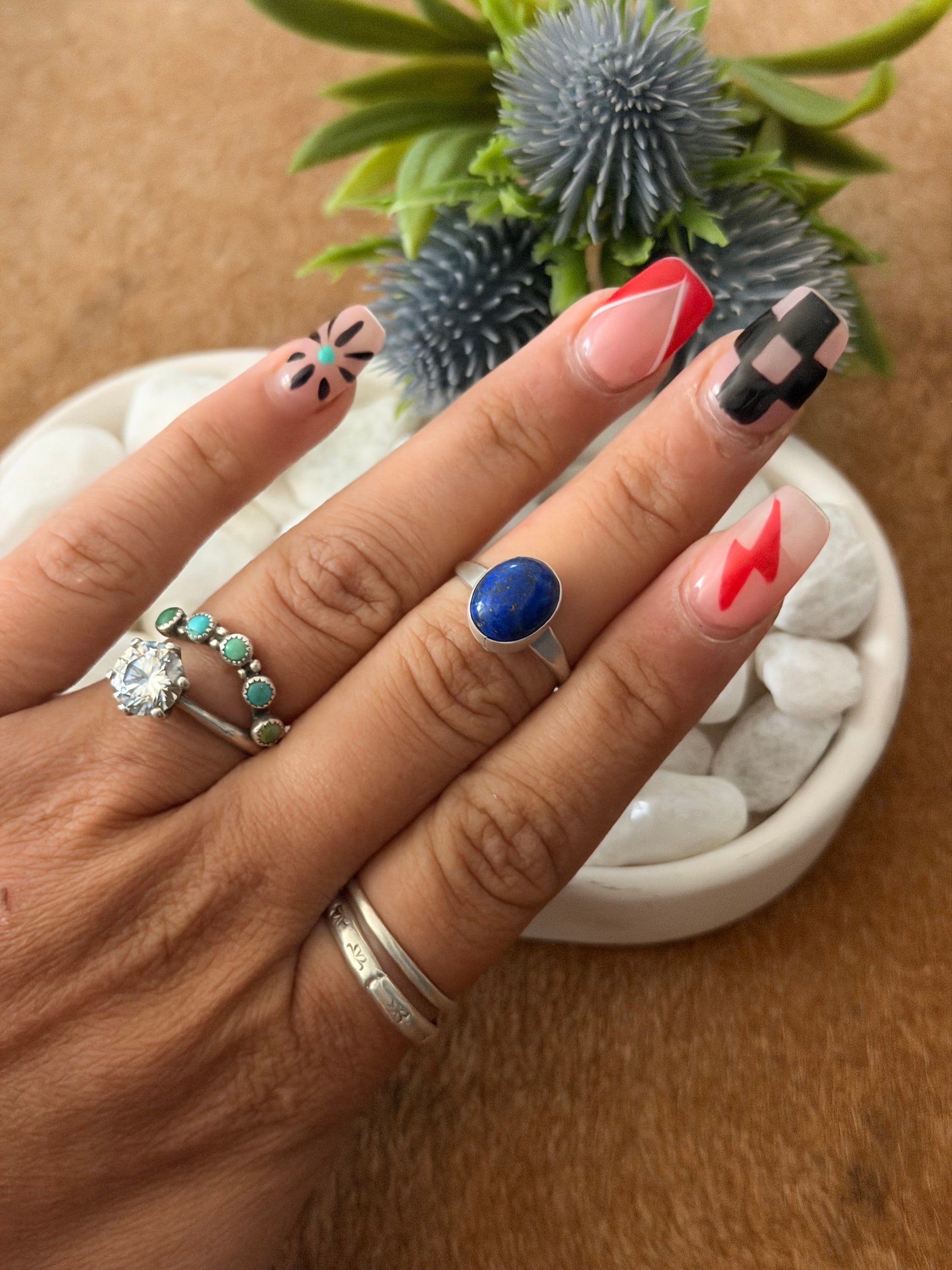 Navajo Made Lapis & Sterling Silver Ring Size 6