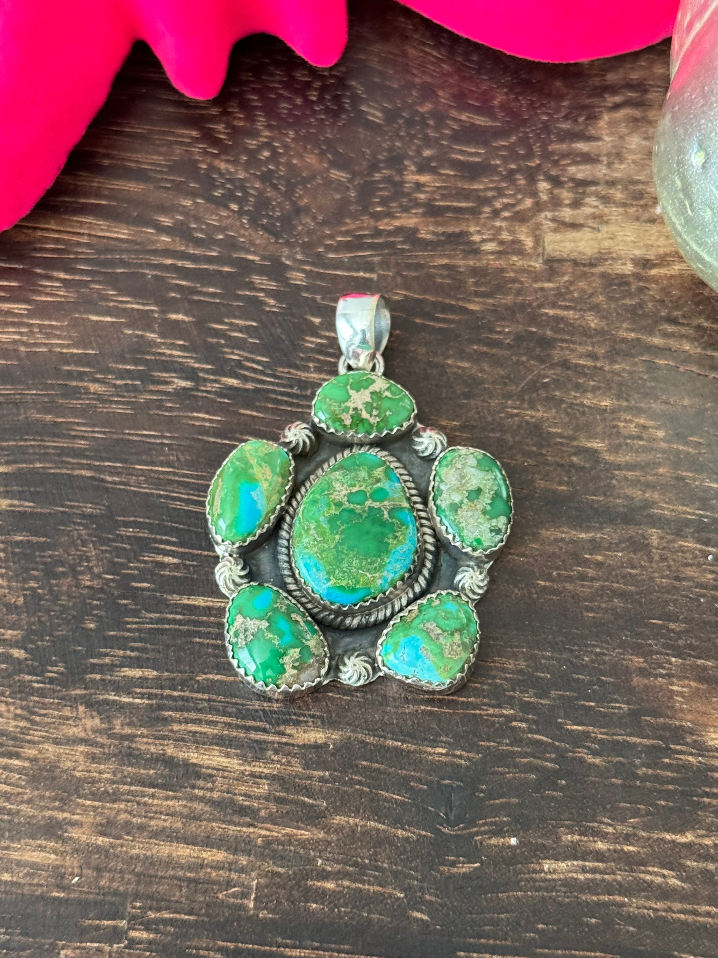 Southwest Handmade Sonoran Mountain Turquoise & Sterling Silver Pendant