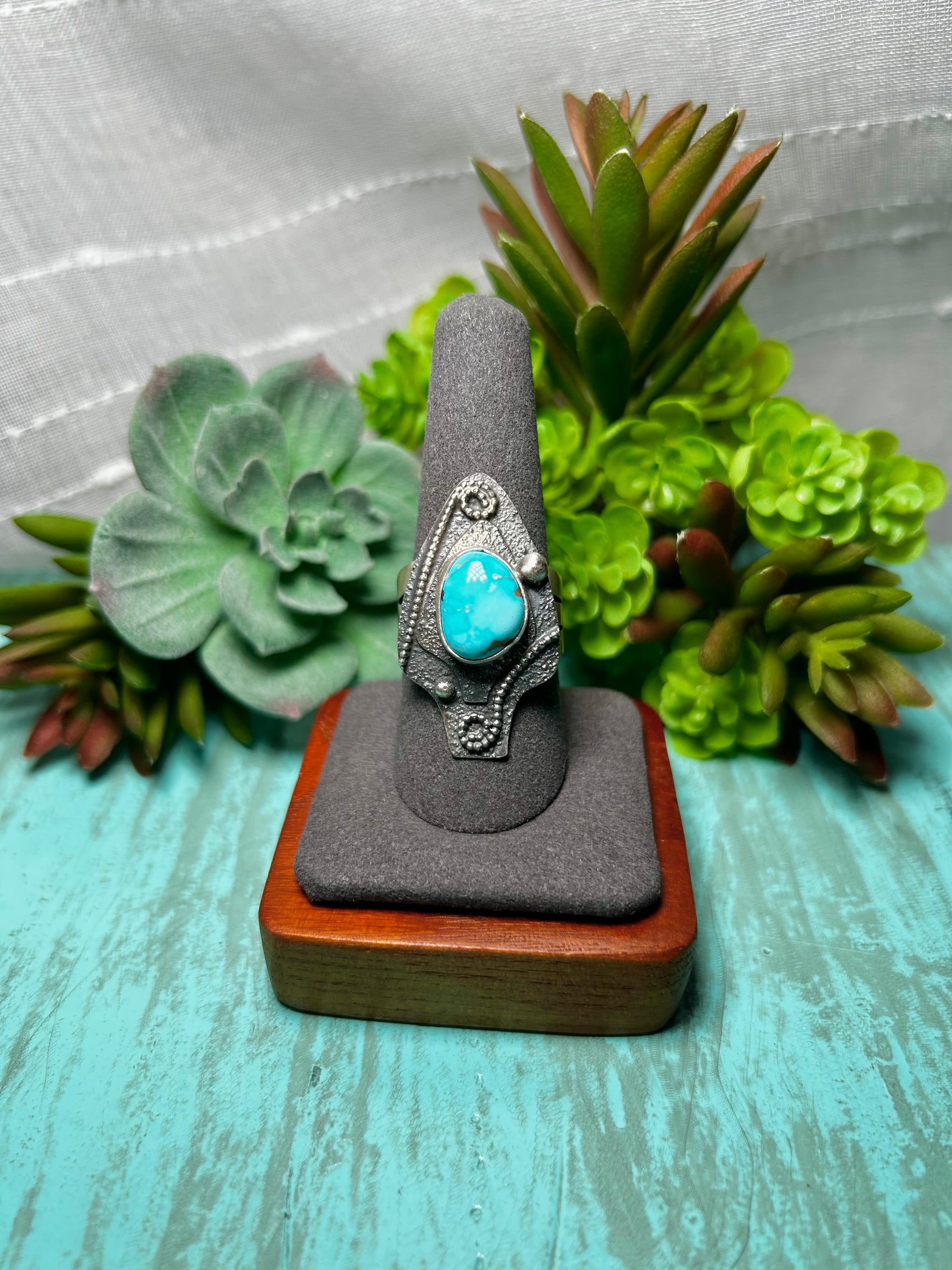 Randy Billy Kingman Turquoise & Sterling Sliver  Ring Size 9.75