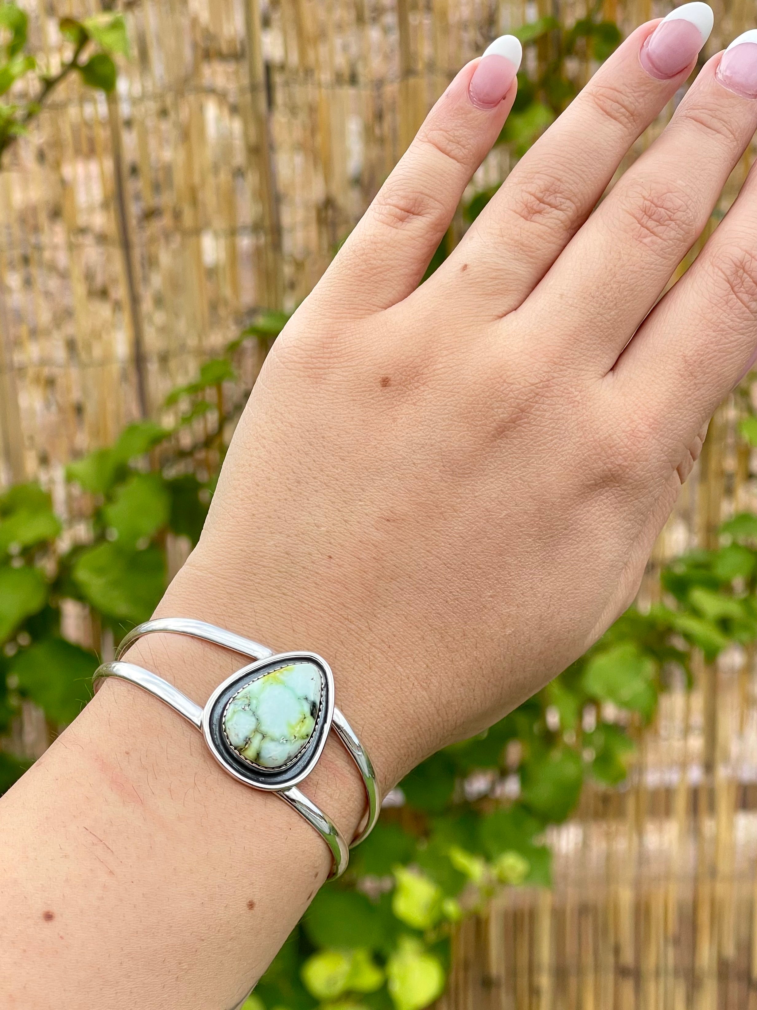 Southwest Handmade Palomino Variscite & Sterling Silver Cuff Bracelet