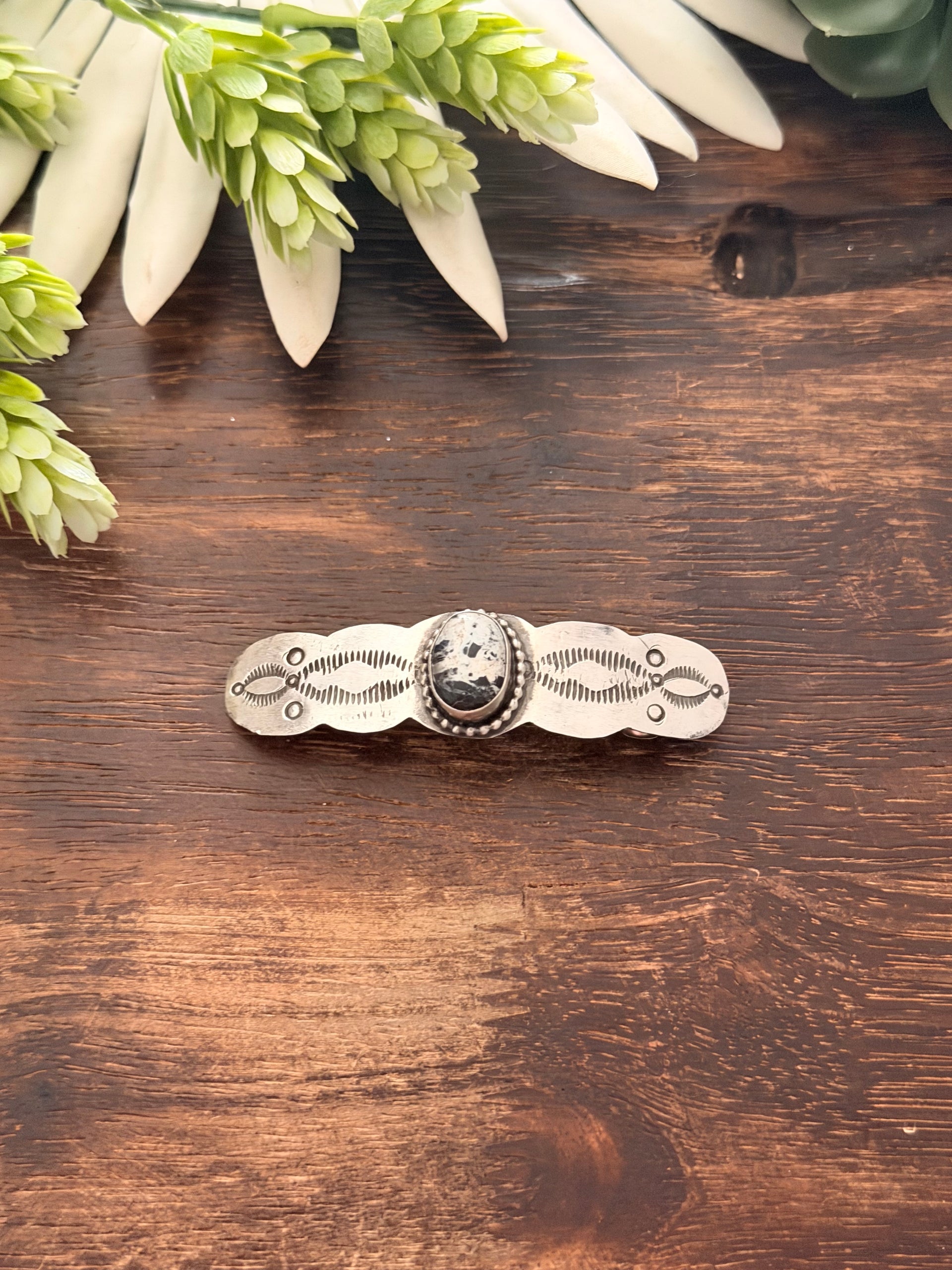 Danny Henio White Buffalo & Sterling Silver Hair Barrette