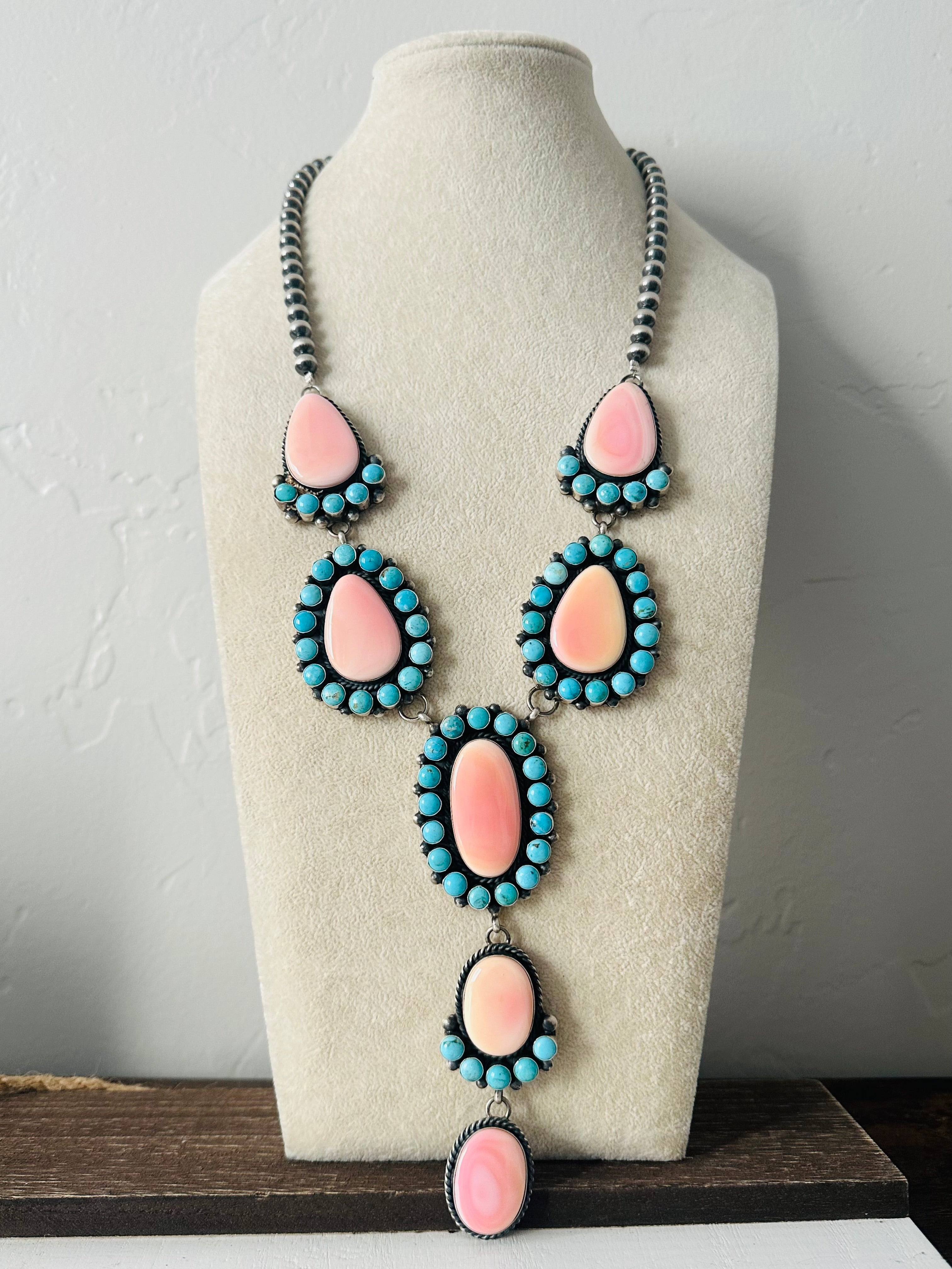 Navajo Made Multi Stone & Sterling Silver Necklace