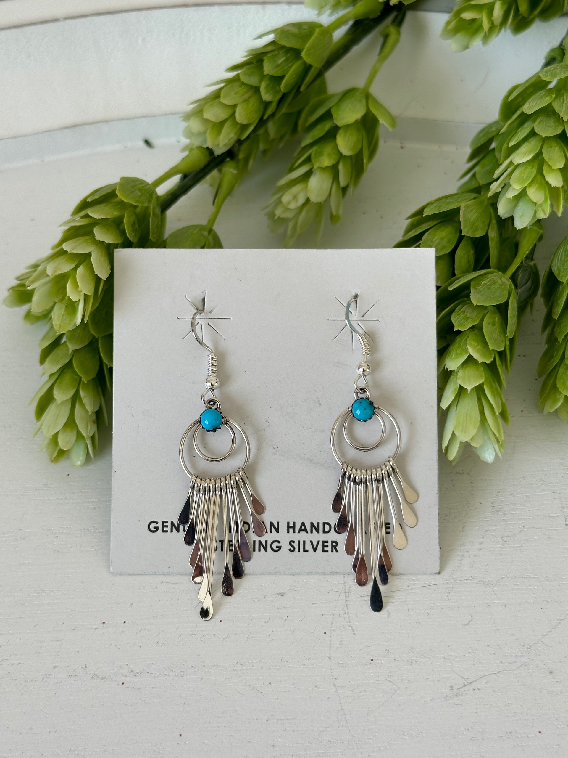 Pam Armstrong Kingman Turquoise & Sterling Silver Dangle Earrings