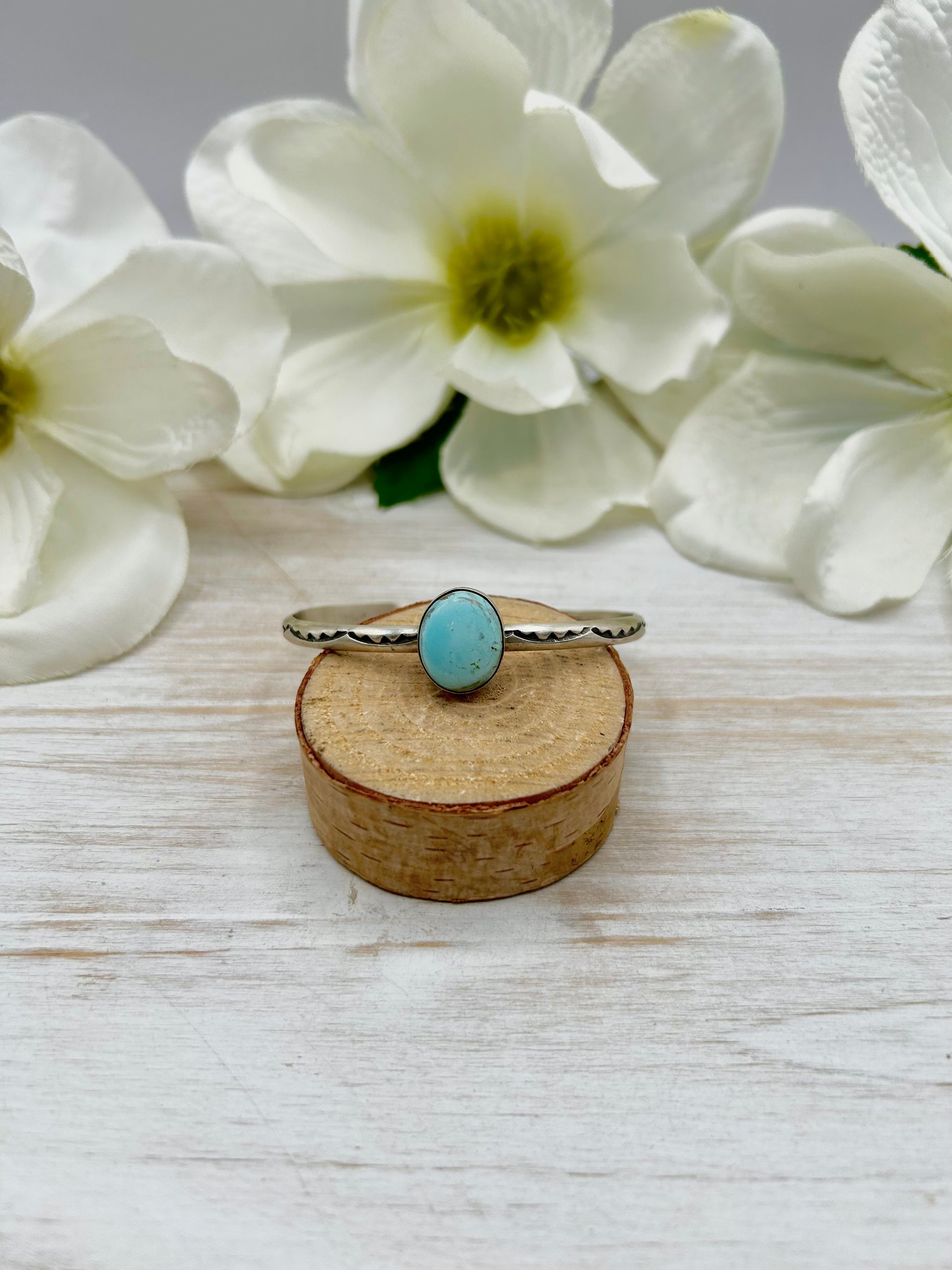 Navajo Made Golden Hill Turquoise & Sterling Silver Cuff Bracelet