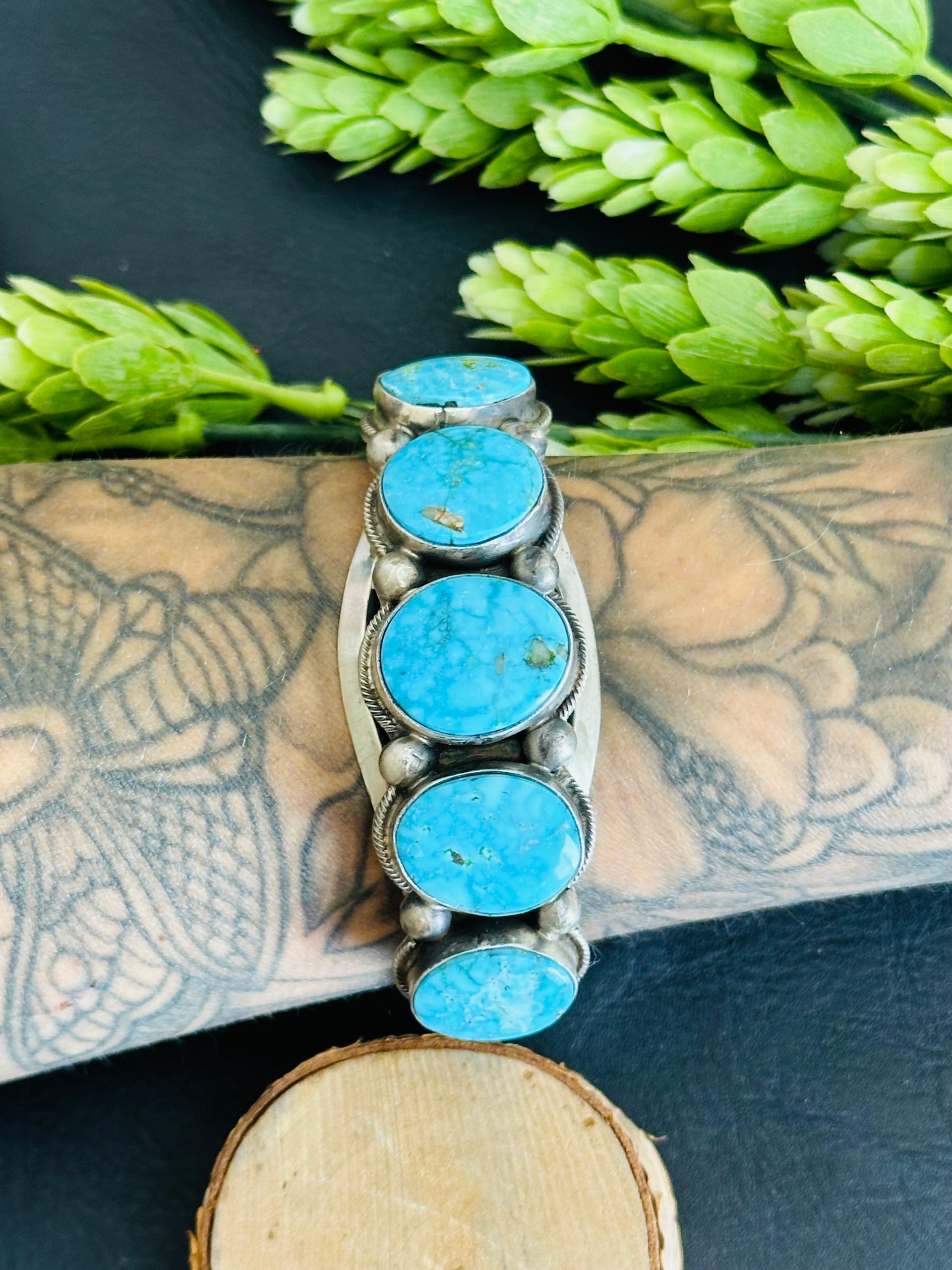 Kathleen Livingston Birds Eye Kingman Turquoise & Sterling Silver Cuff Bracelet