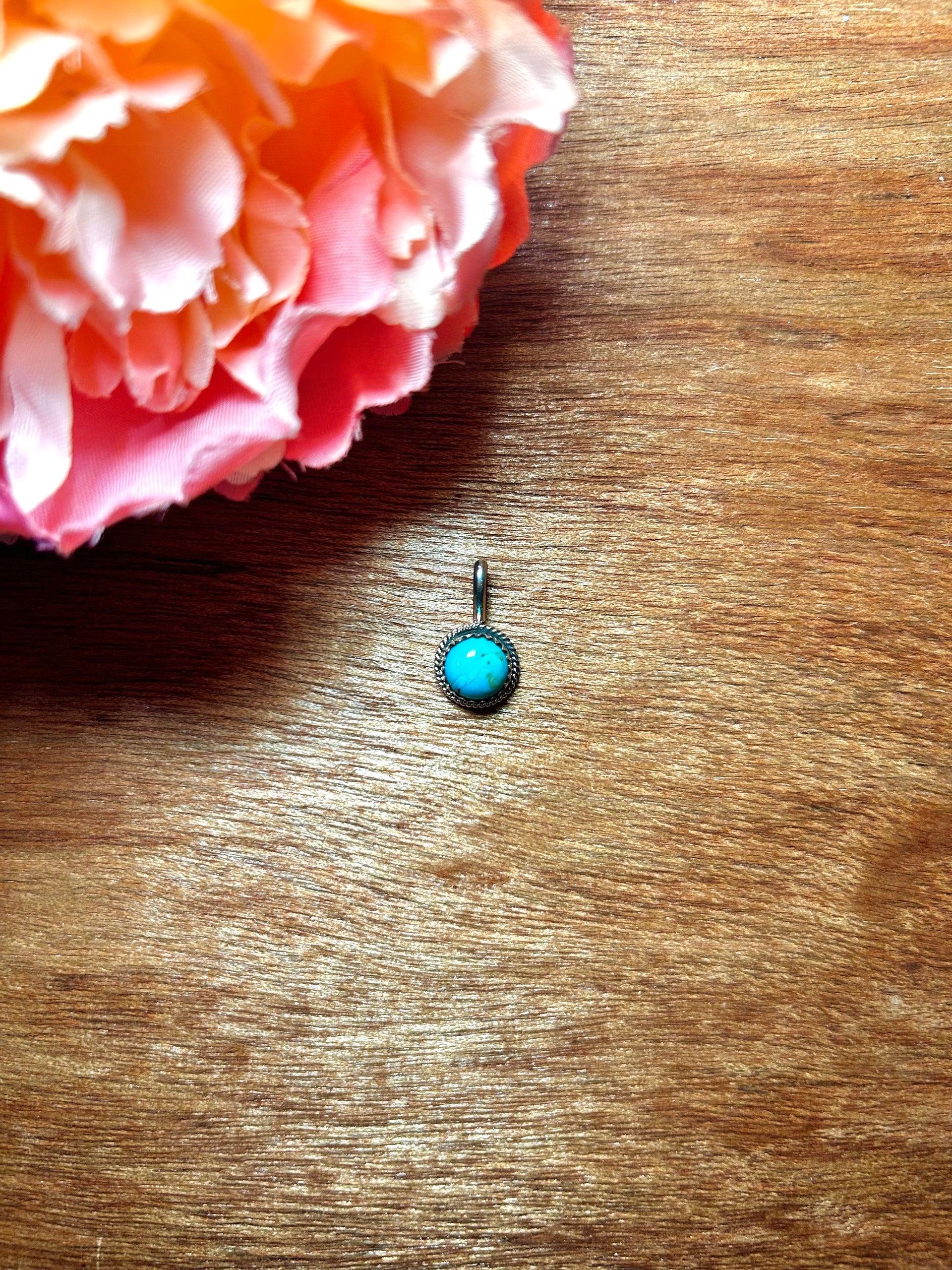 Navajo Made Kingman Turquoise & Sterling Silver Pendant