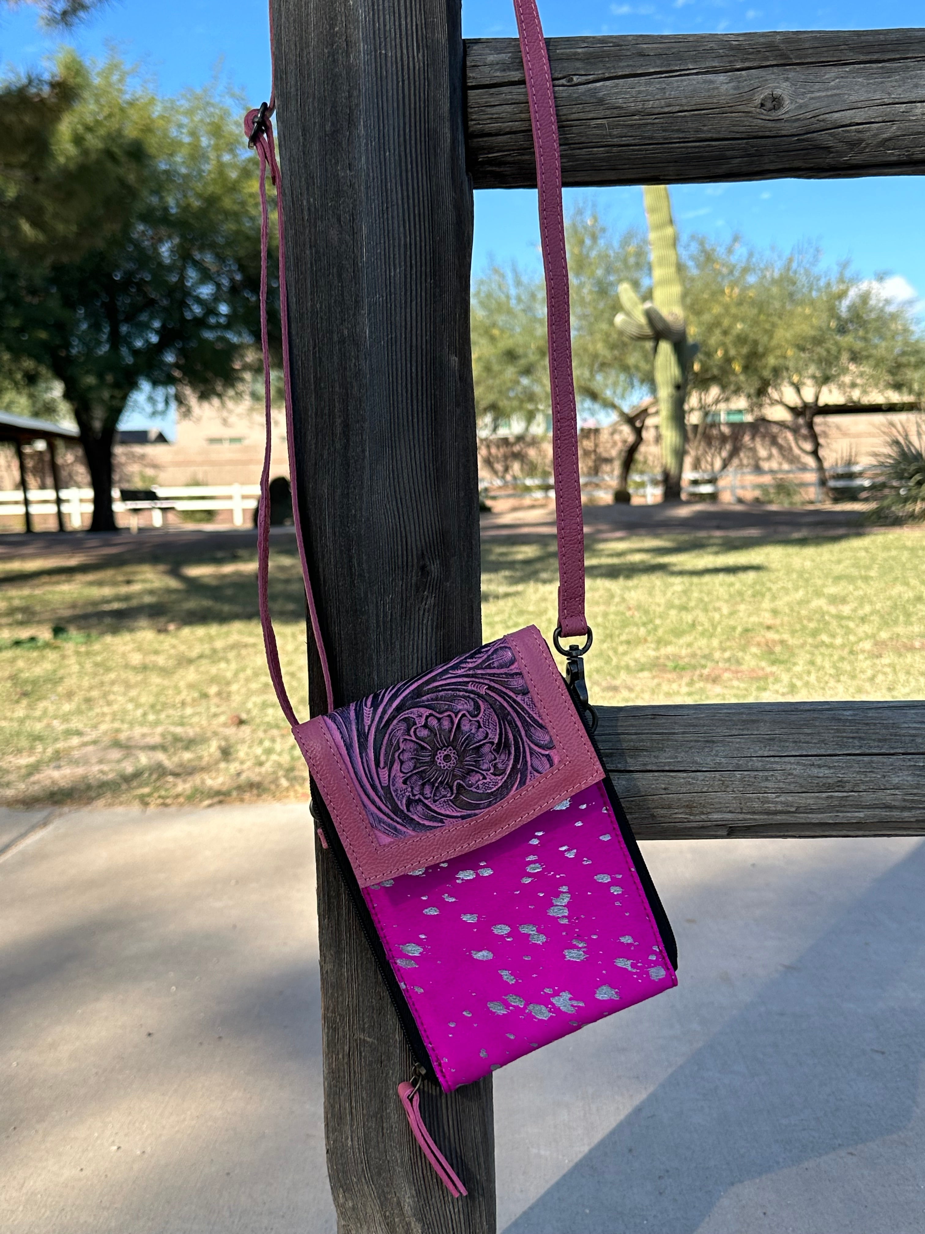 Genuine Tooled Leather & Cowhide Purse