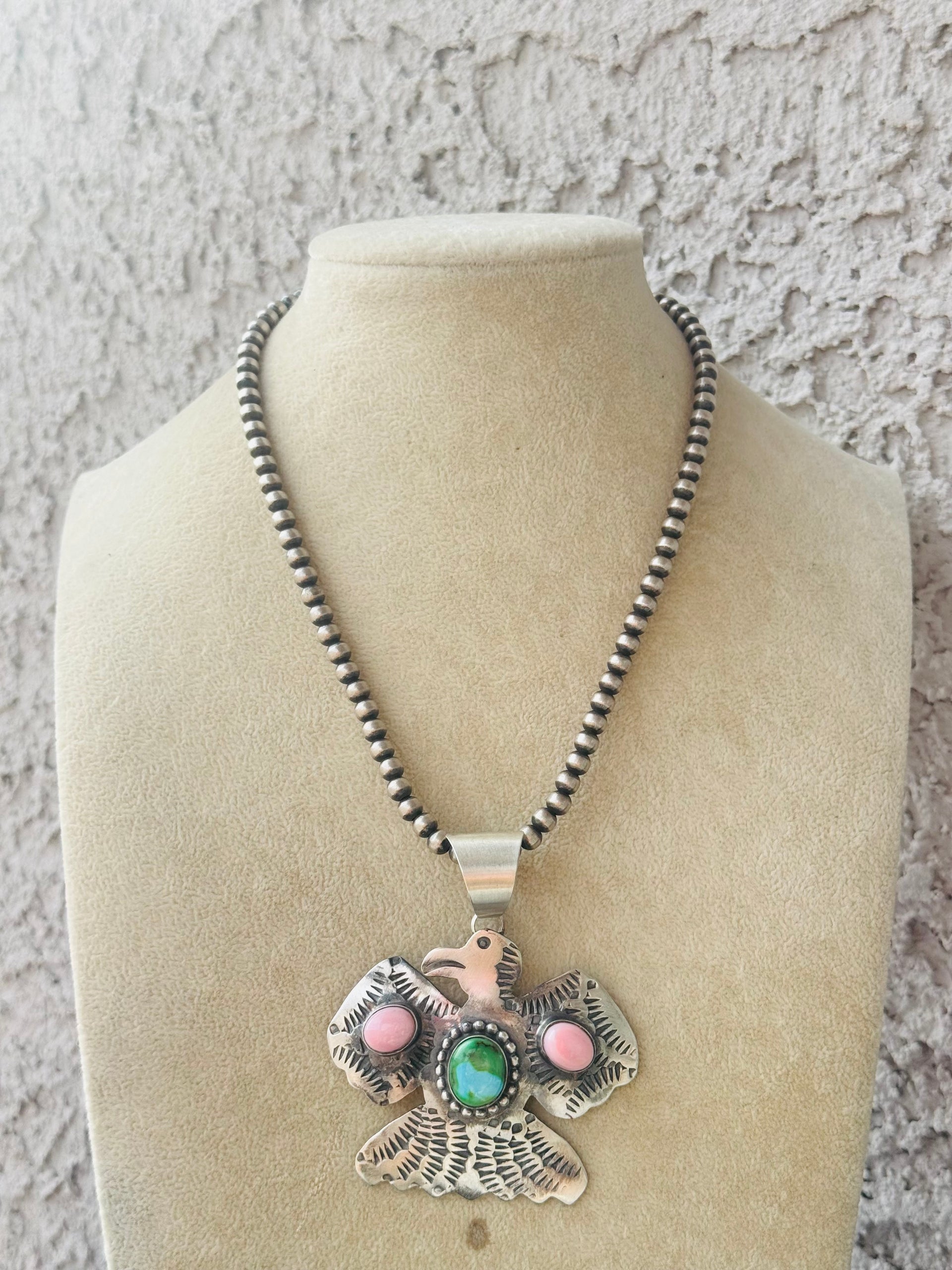 Chimney Butte Multi Stone & Sterling Silver Thunderbird Pendant