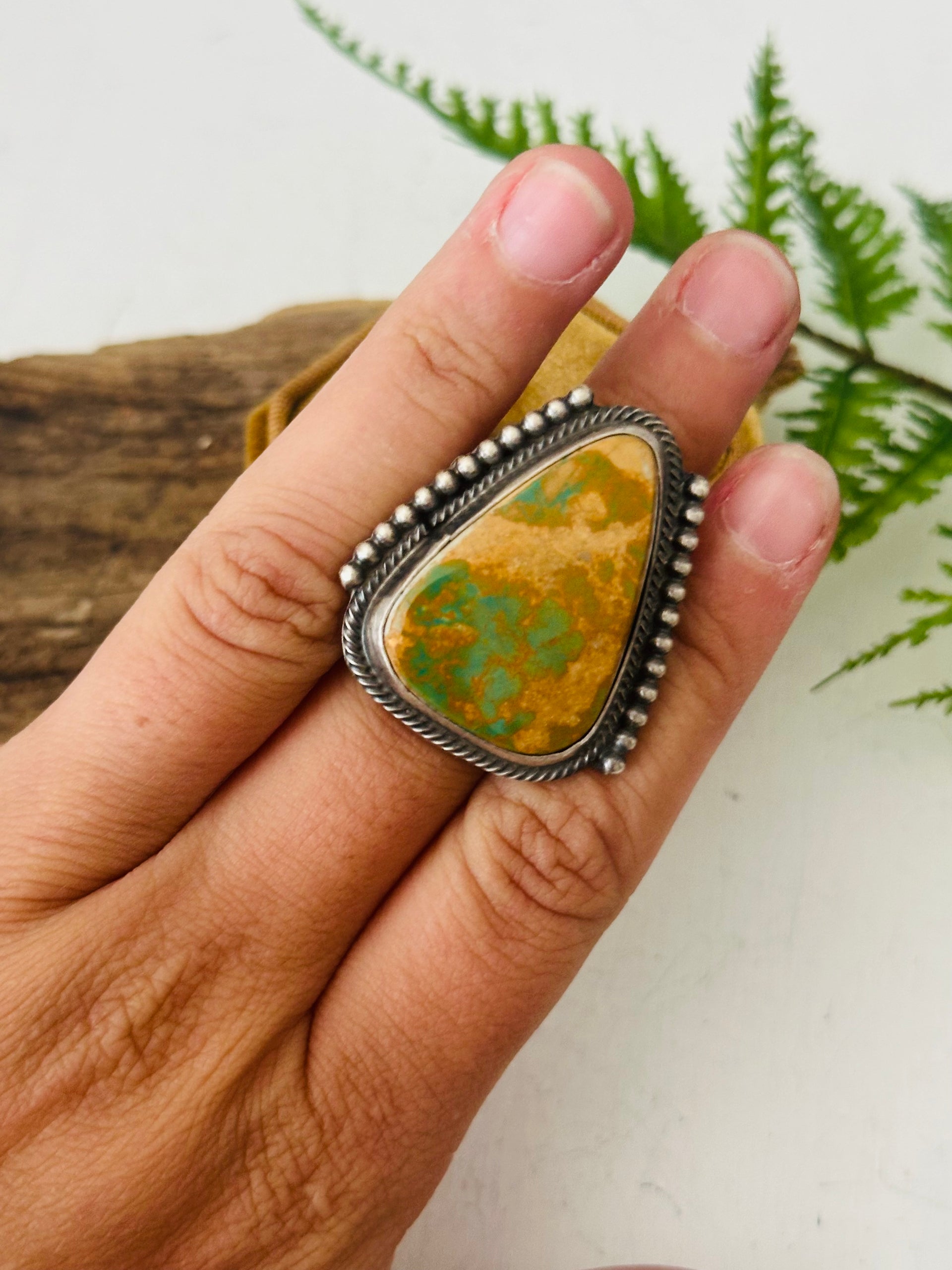 Sheila Becenti Royston Turquoise & Sterling Silver Ring Size 6.75