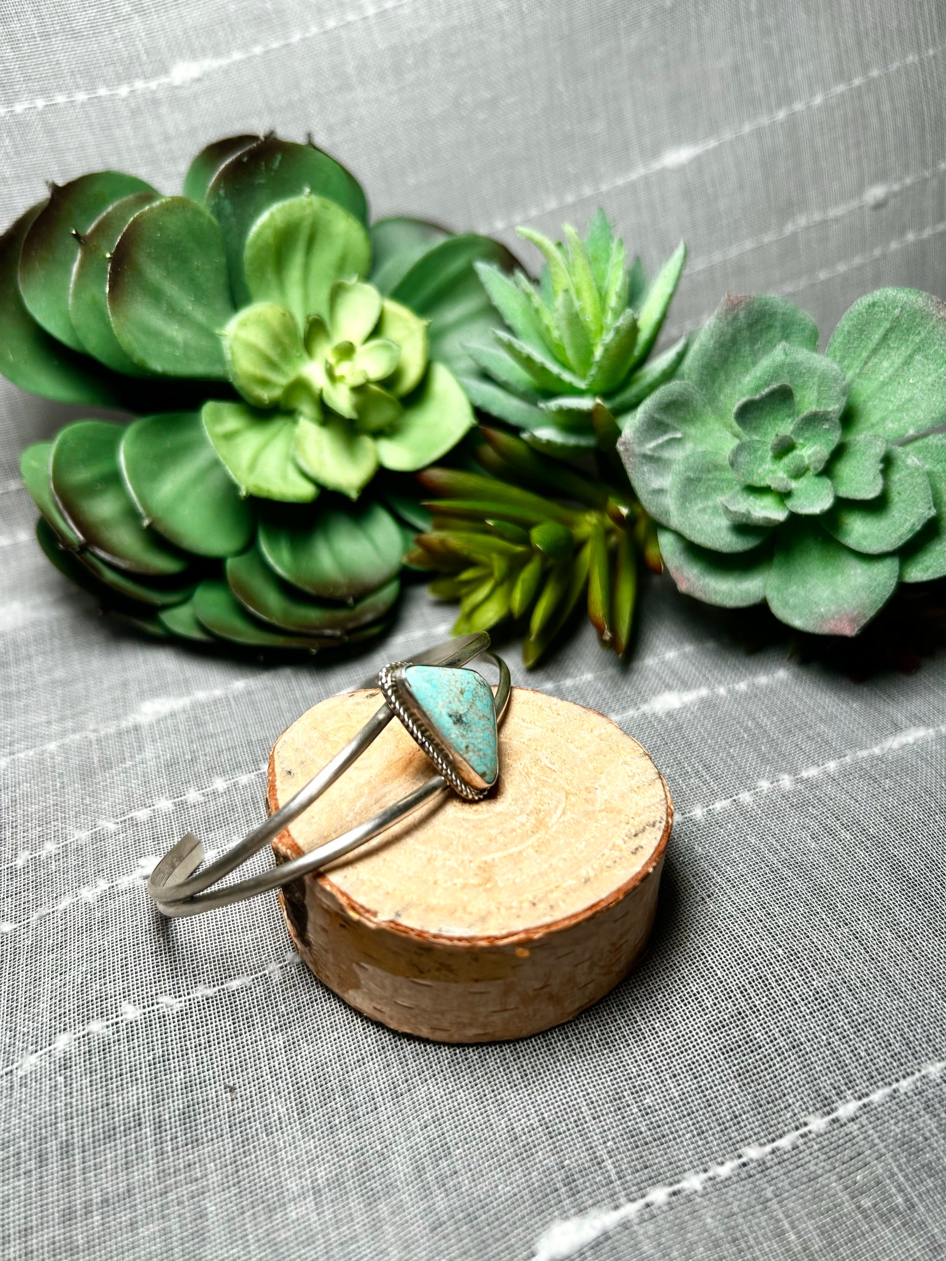 Navajo Made #8 Turquoise & Sterling Silver Cuff Bracelet