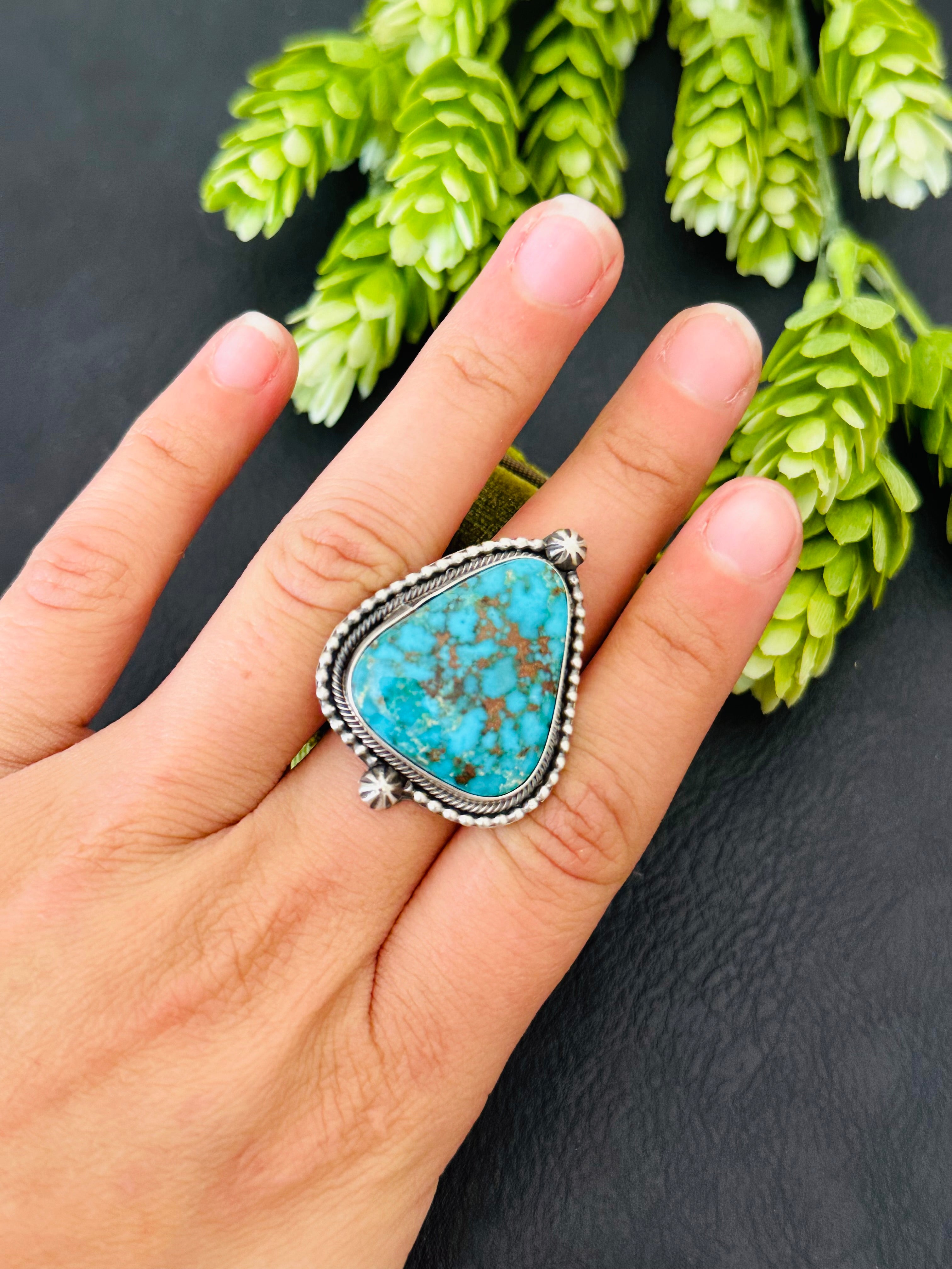 Scott Skeets Royston Turquoise &  Sterling Silver Ring Size 9.25