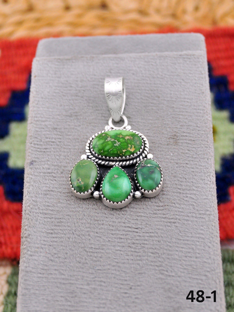 Southwest Made Emerald Valley Turquoise & Sterling Silver Pendant