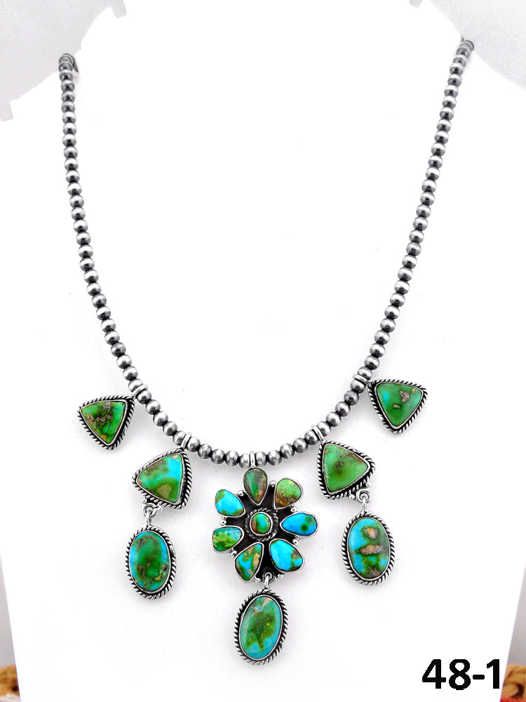 Southwest Handmade Sonoran & Sterling Silver Beaded Necklace