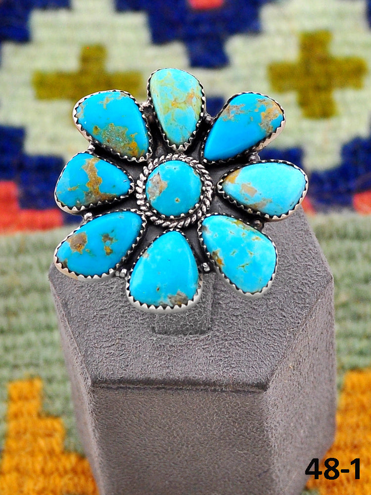 Southwest Handmade Santa Maria Turquoise & Sterling Silver Adjustable Ring
