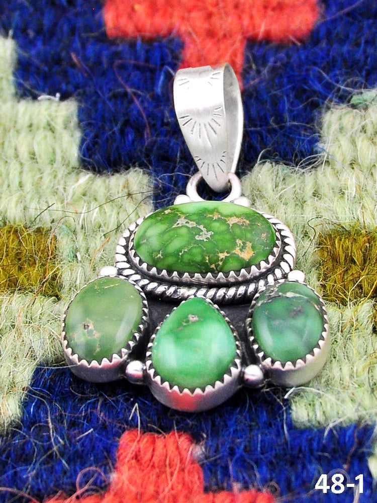 Southwest Made Emerald Valley Turquoise & Sterling Silver Pendant
