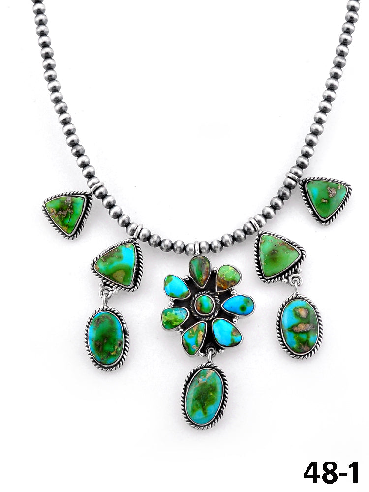 Southwest Handmade Sonoran & Sterling Silver Beaded Necklace