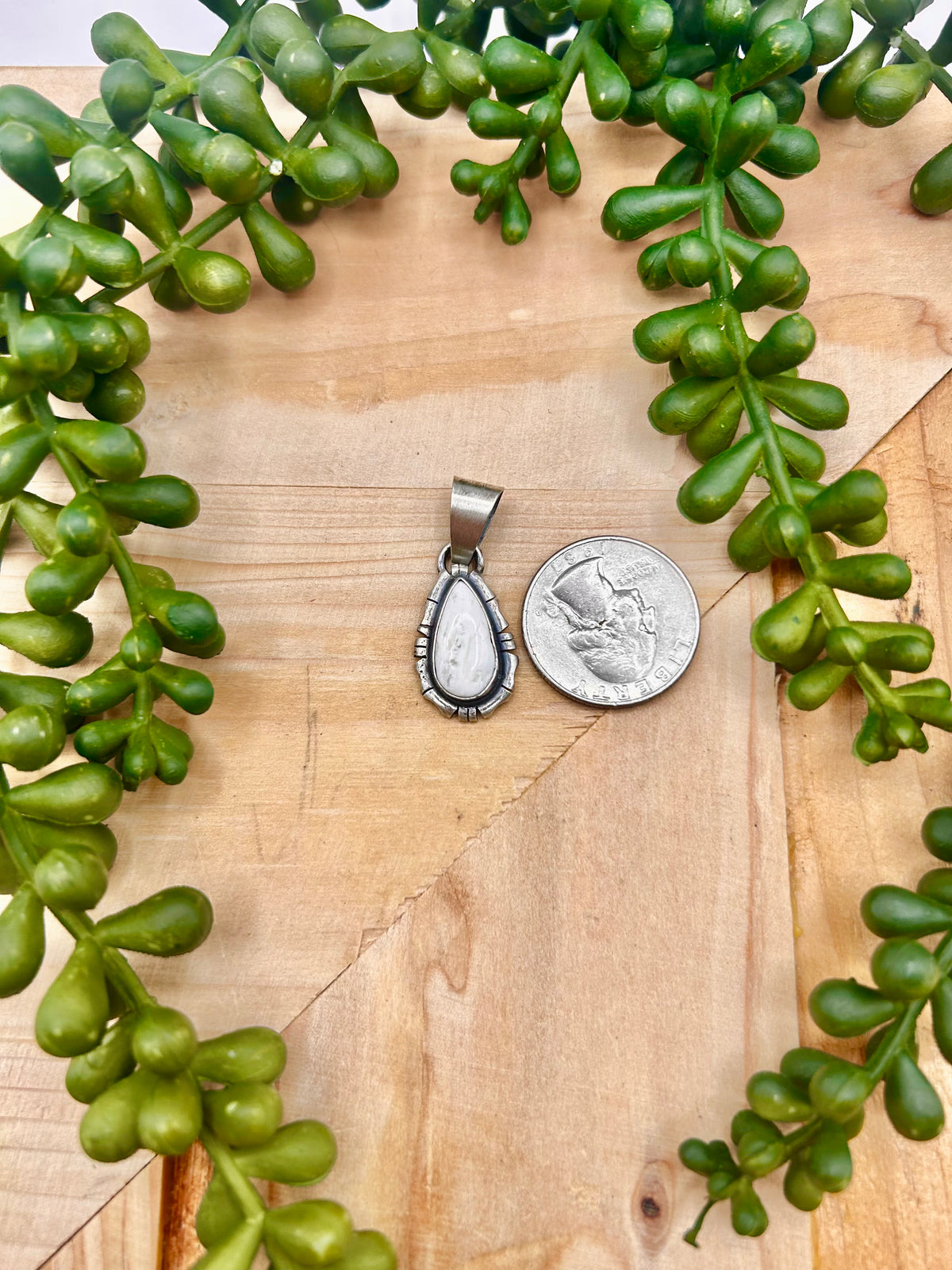 Dave Skeets White Buffalo & Sterling Silver Pendant