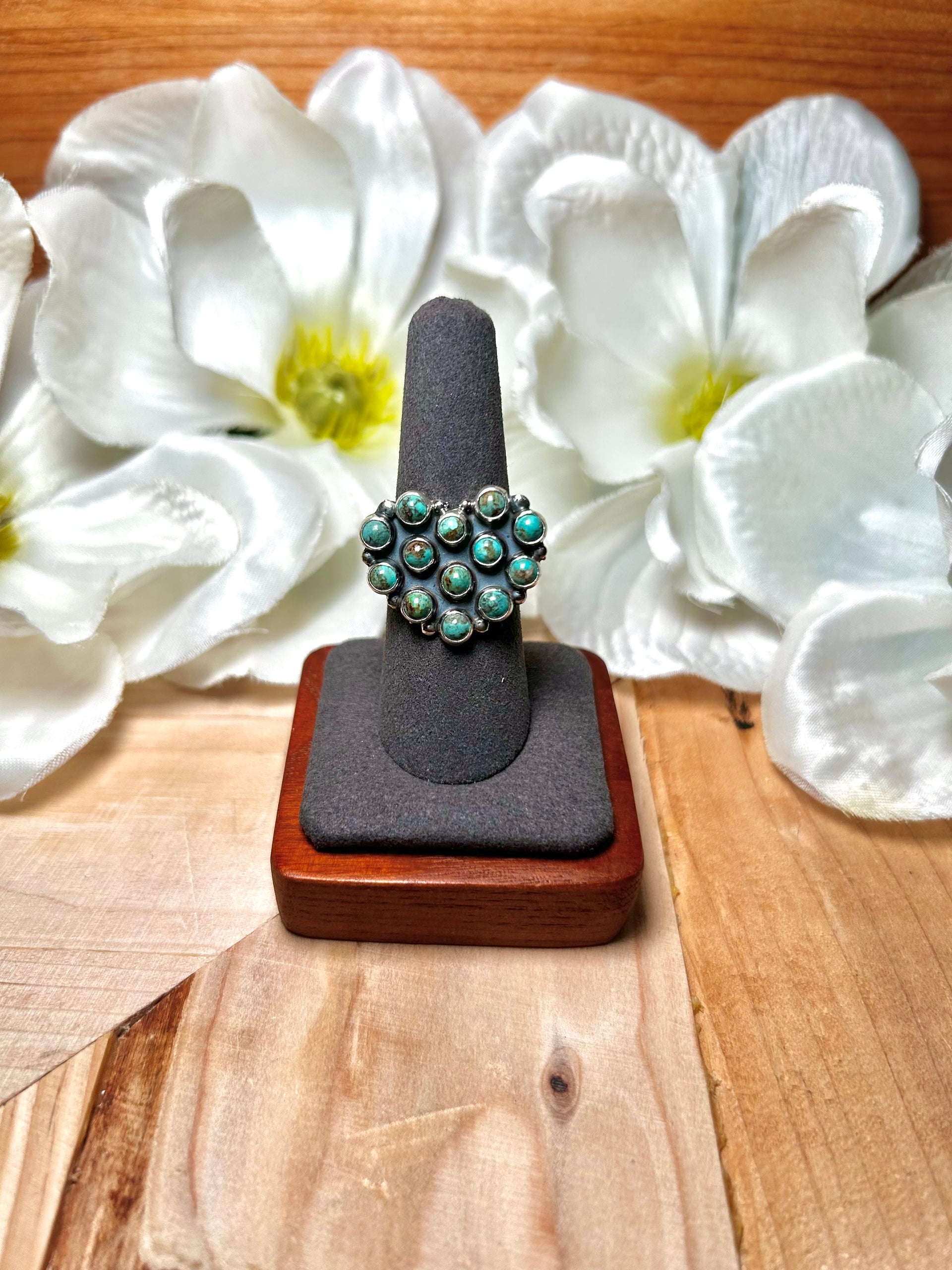 Navajo Made Red Skin Turquoise & Sterling Silver Ring Size 8.75