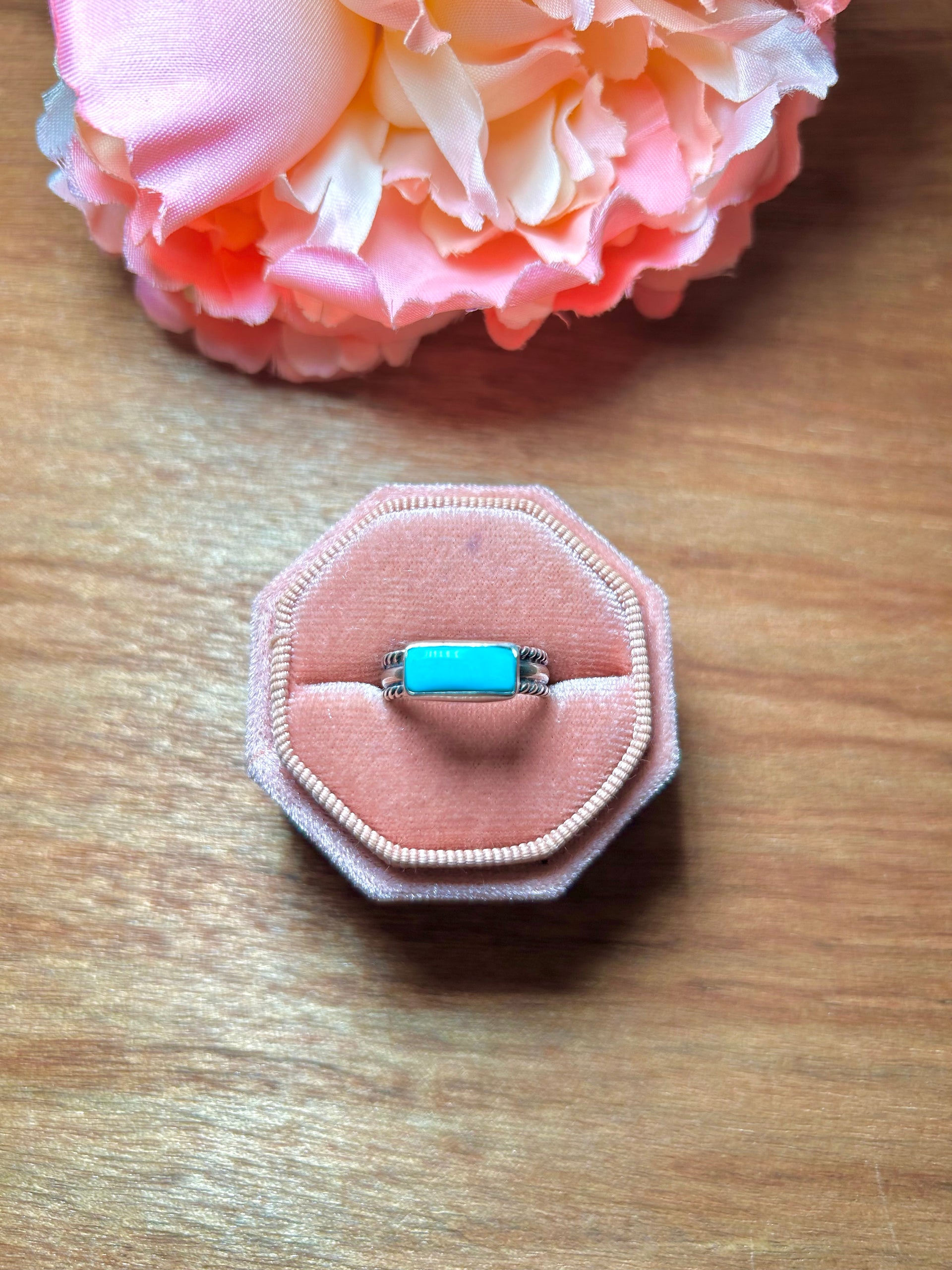 Navajo Made Kingman Turquoise & Sterling Silver Ring Size 6