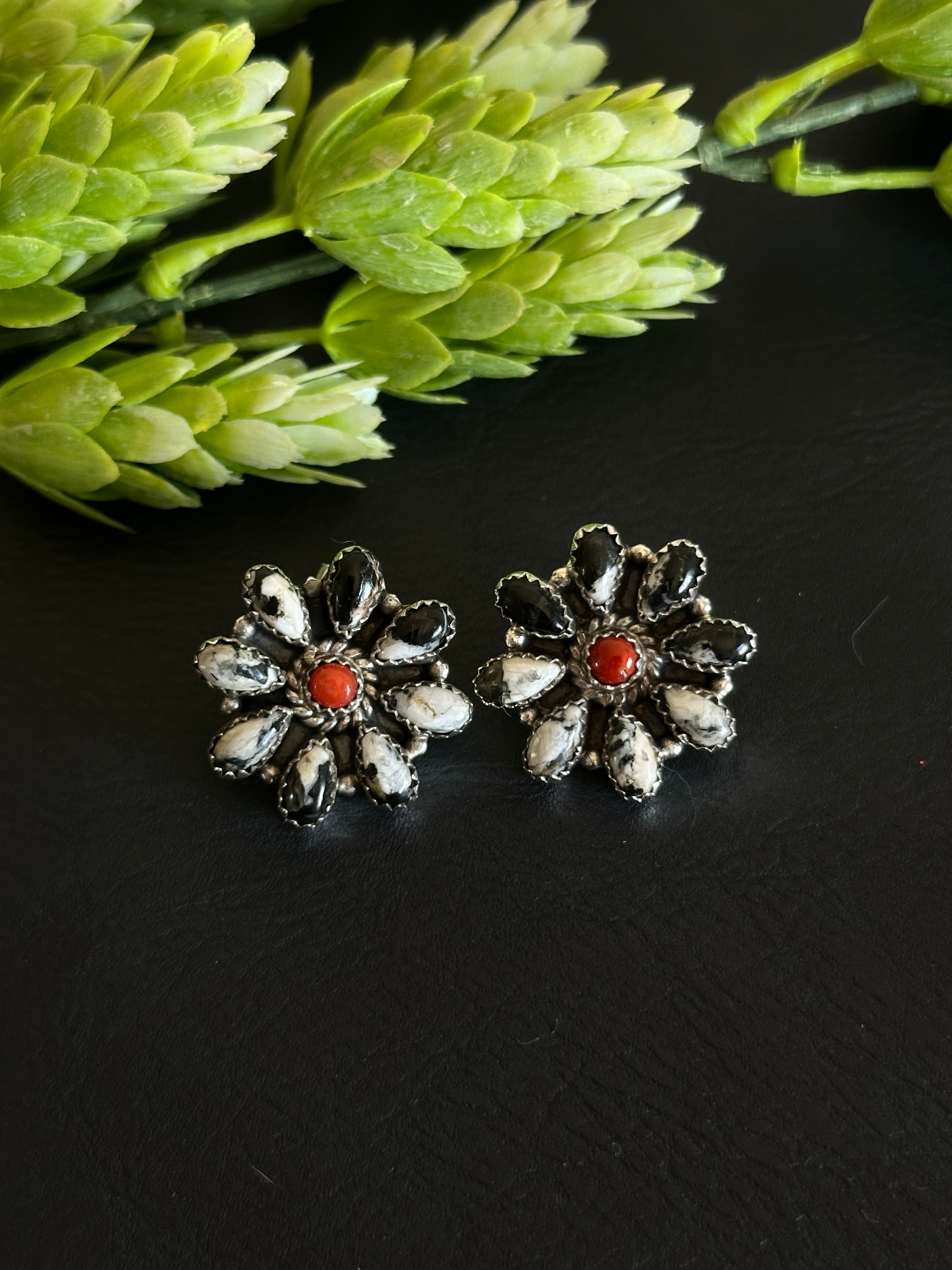 Southwest Handmade Multi Stone & Sterling Silver Post Earrings