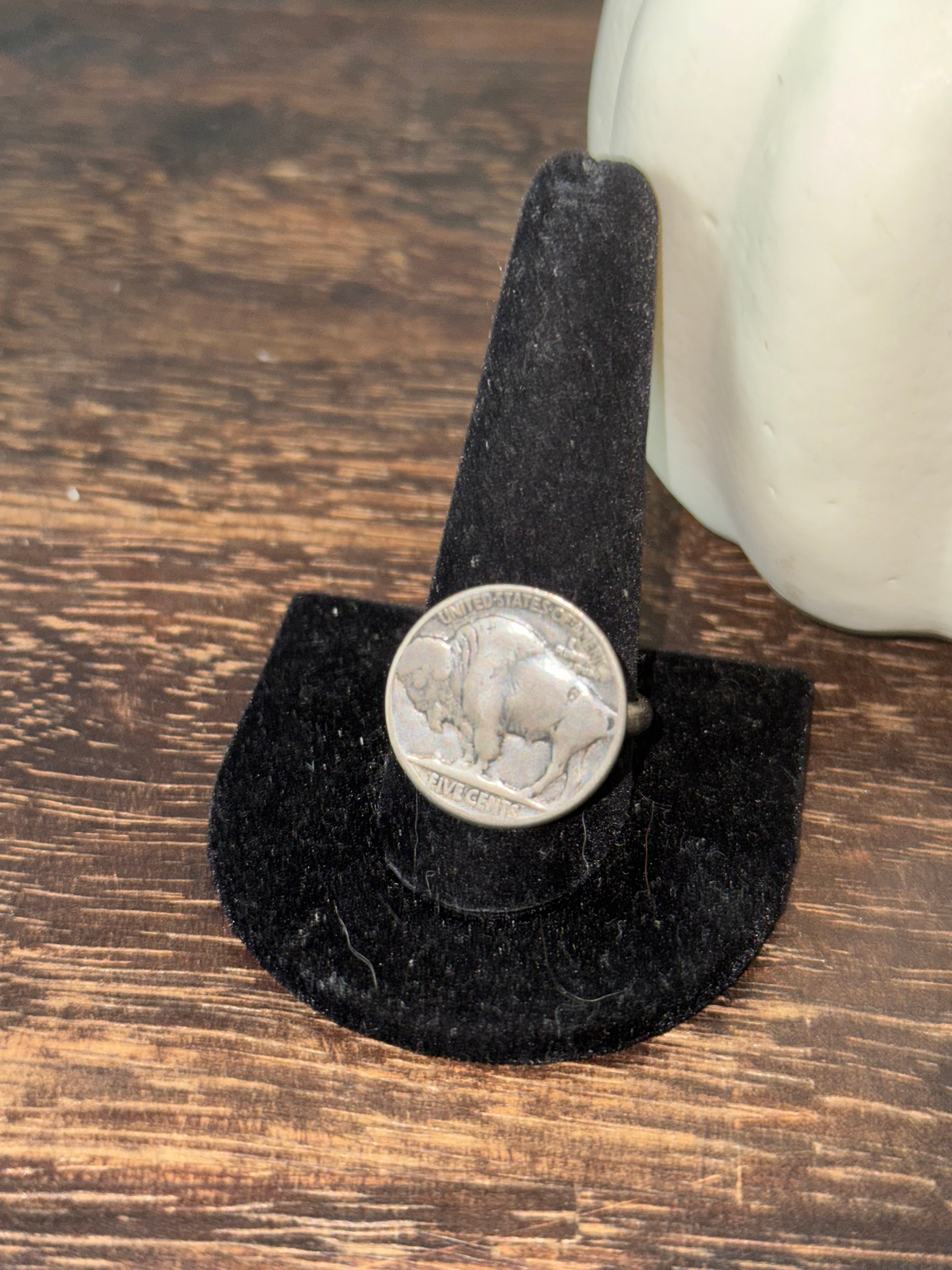 Navajo Made Sterling Silver Nickle Coin Ring Size 11.5