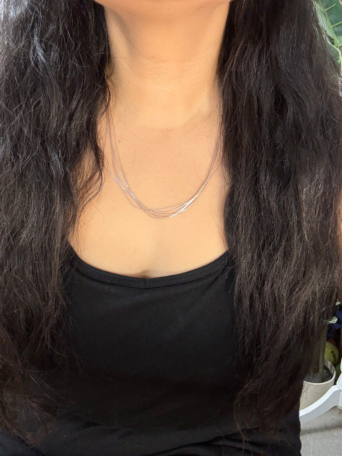 Southwest Handmade Liquid Silver 5 Strand 20” Necklace