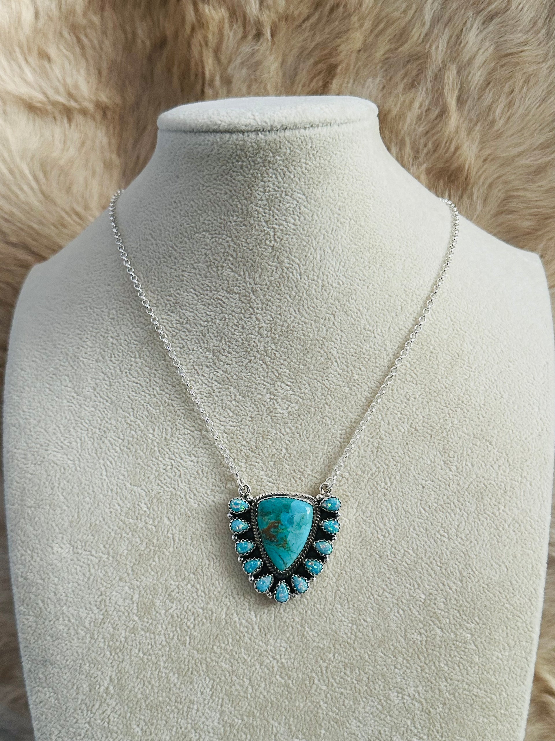 Southwest Handmade Multi Stone & Sterling Silver Cluster Necklace