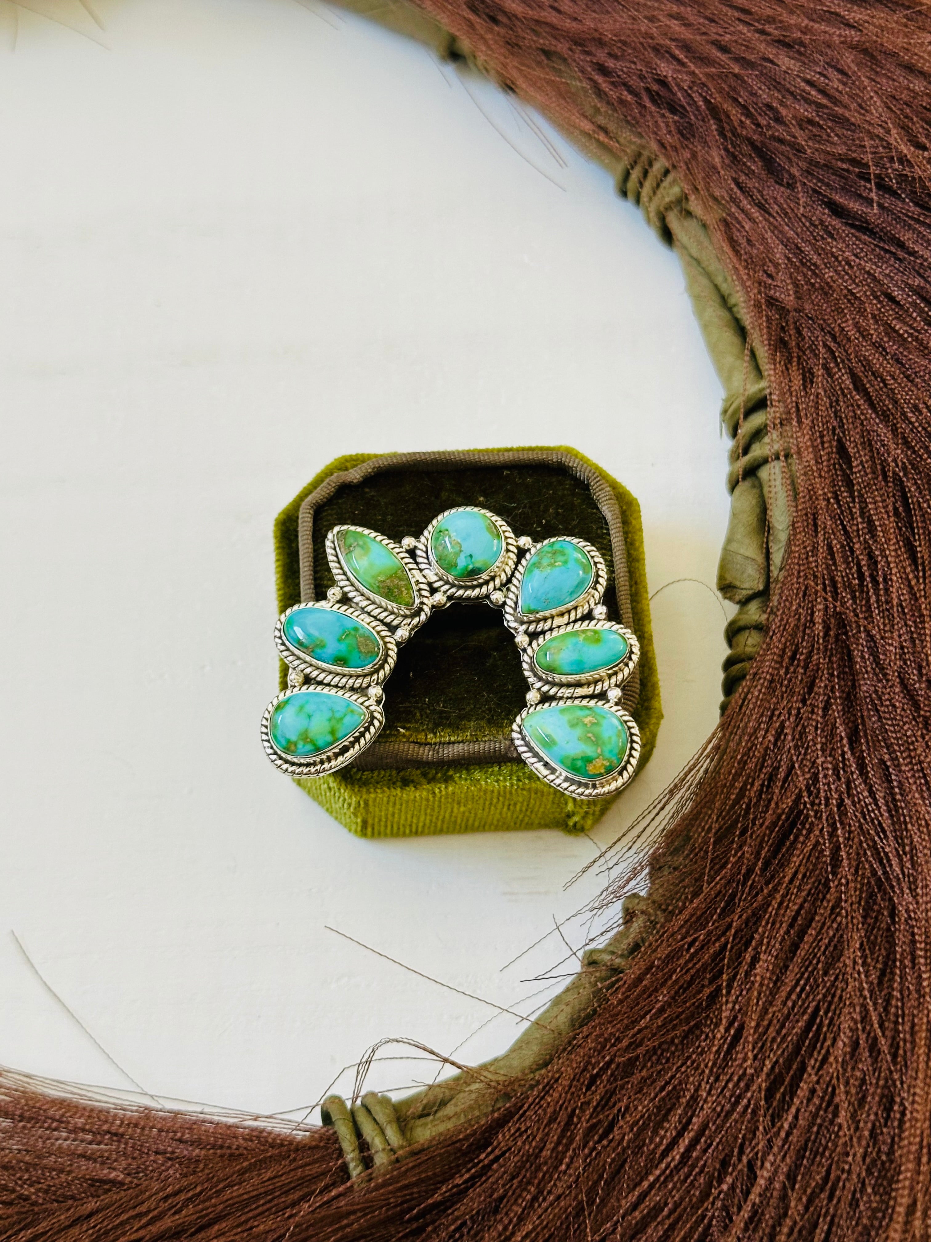 TTD “Chance” Sonoran Mountain Turquoise & Sterling Silver Adjustable Cluster Naja Ring