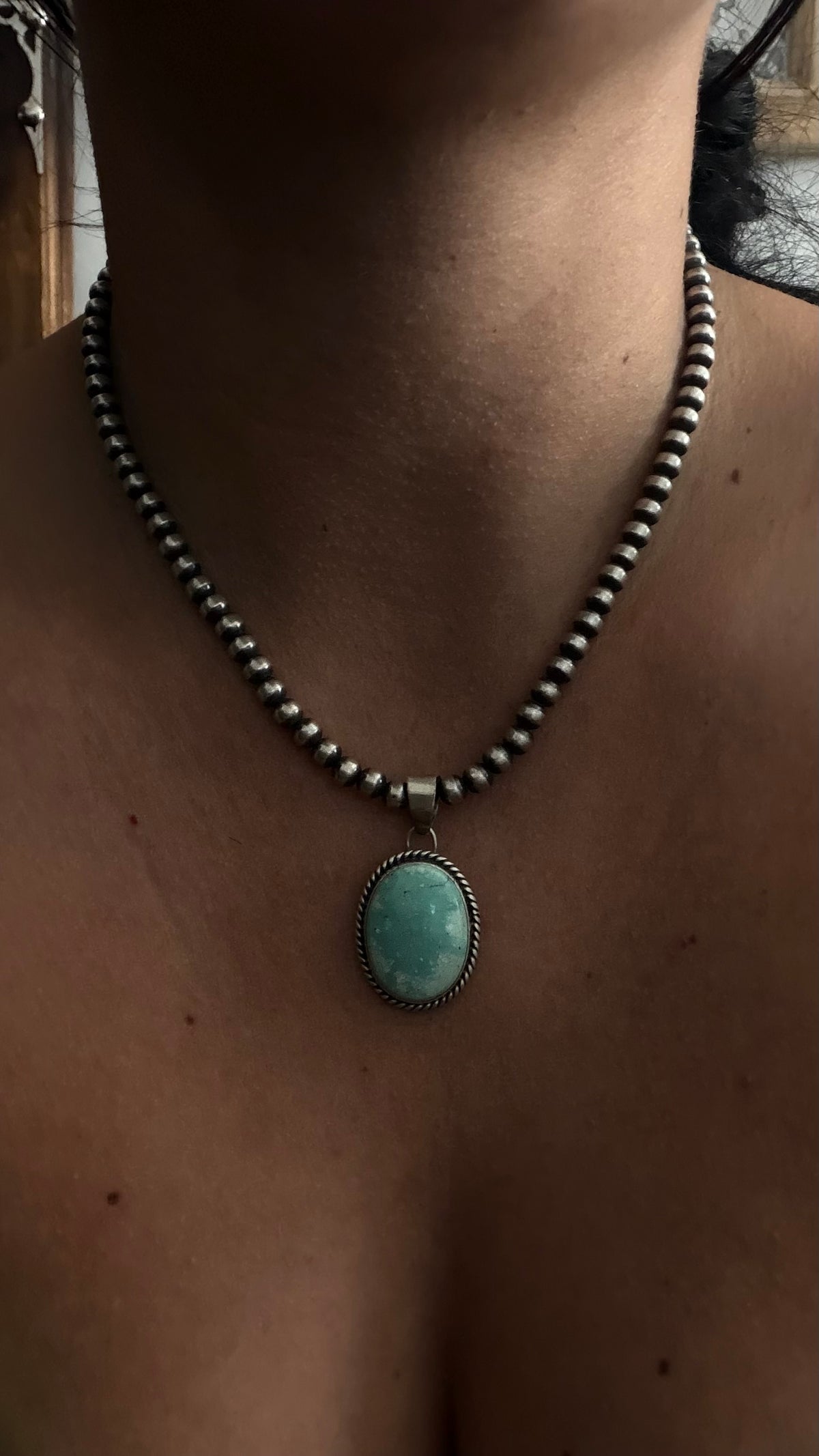 Navajo Made Royston Turquoise & Sterling Silver Pendant