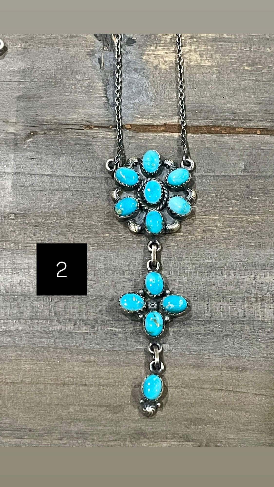 Southwest Handmade Sonoran Mountain Turquoise & Sterling Cluster Necklace