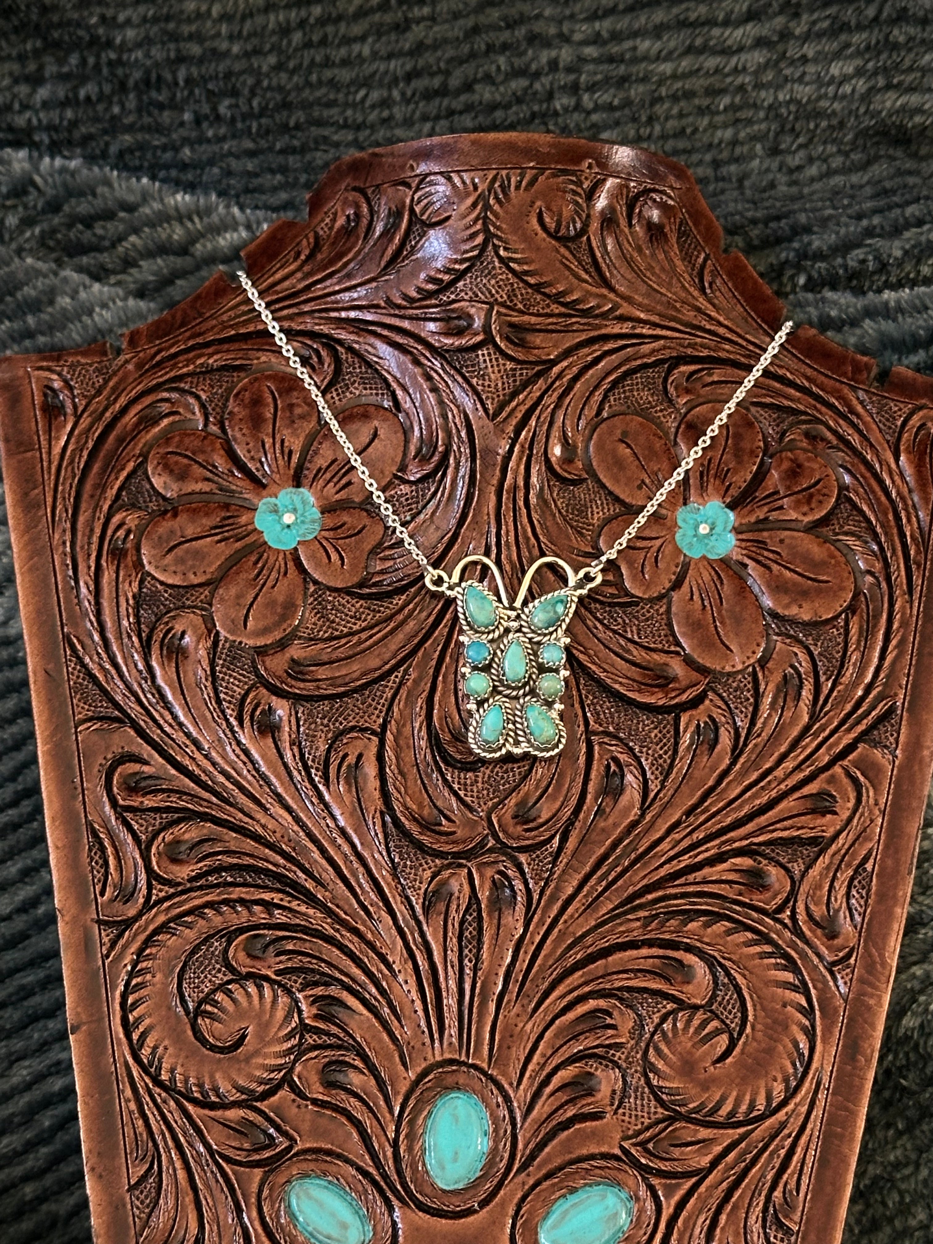 TTD “K’aalógii” Kingman Turquoise & Sterling Silver Cluster Necklace