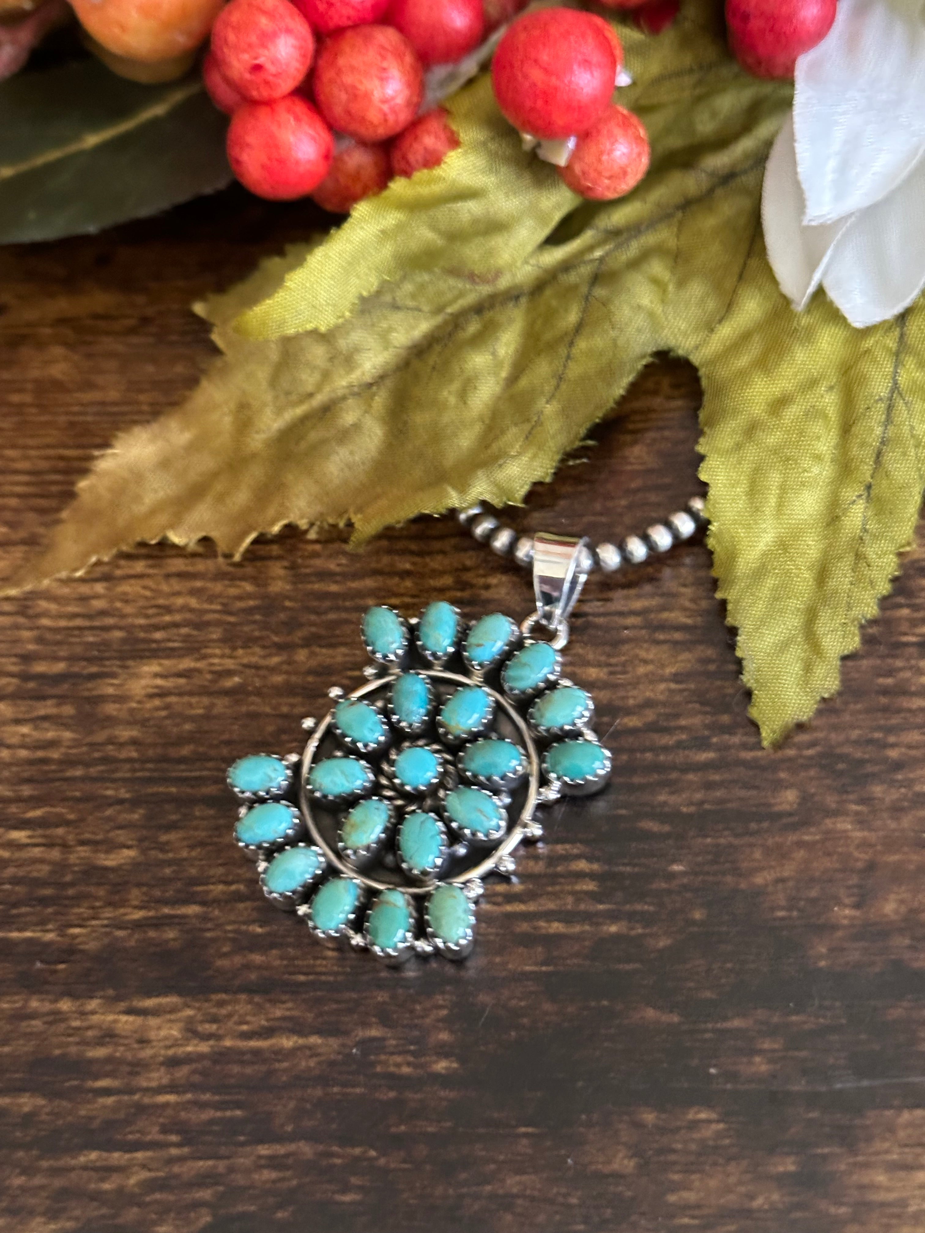 Southwest Handmade Kingman Turquoise & Sterling Silver Pendant