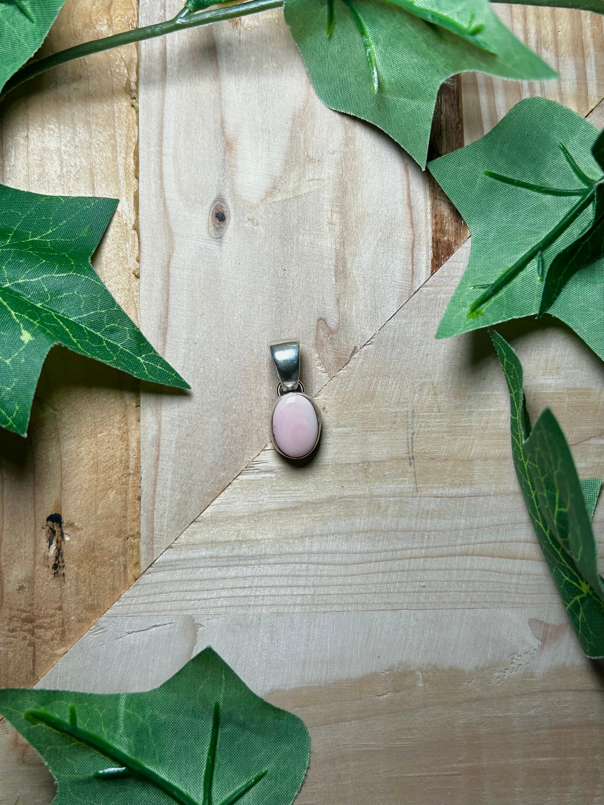 Navajo Made Pink Conch & Sterling Silver Pendant