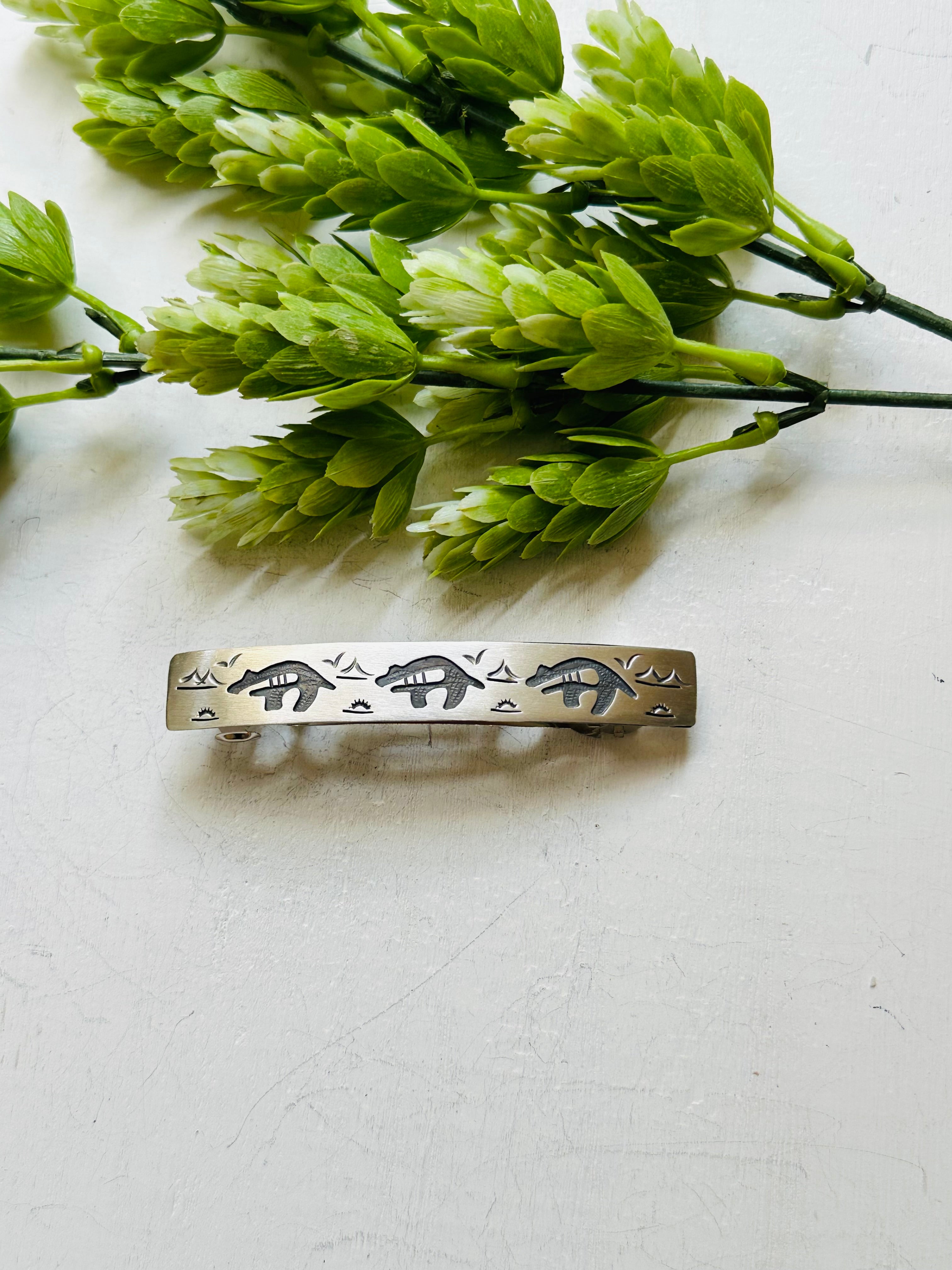 Navajo Made Sterling Silver Hair Barrette