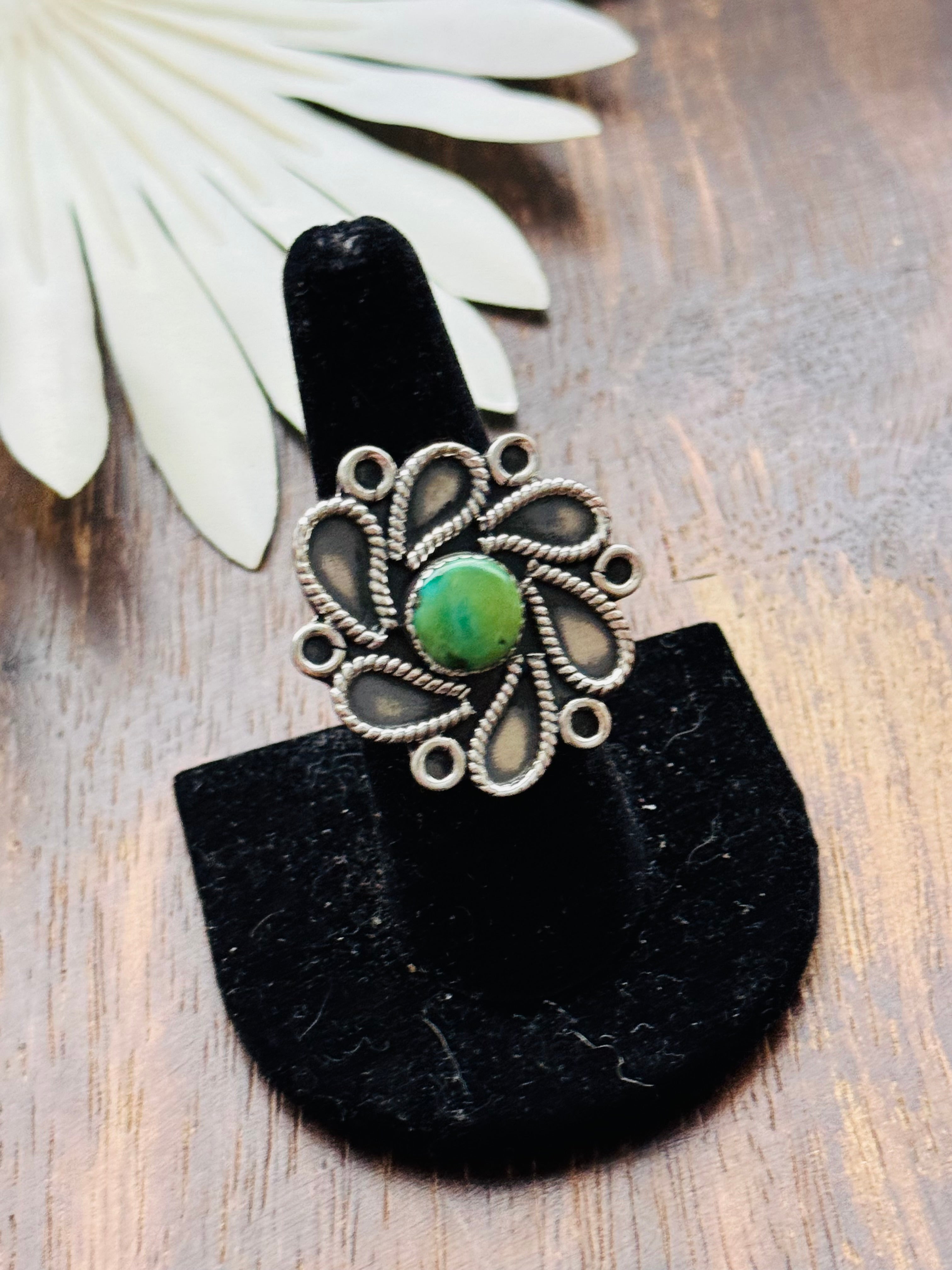 Southwest Handmade Sonoran Mountain Turquoise & Sterling Silver Adjustable Cluster Ring