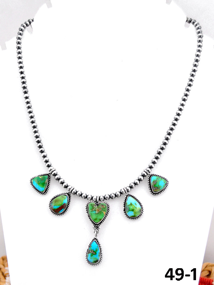Southwest Handmade Sonoran & Sterling Silver Beaded Necklace