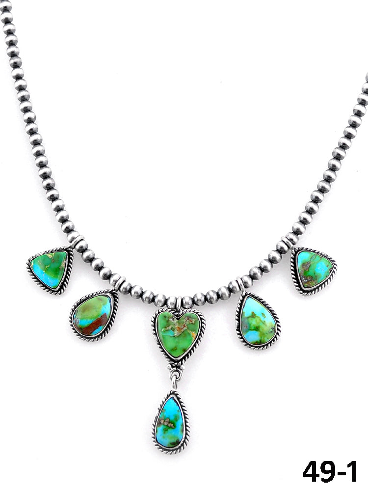 Southwest Handmade Sonoran & Sterling Silver Beaded Necklace