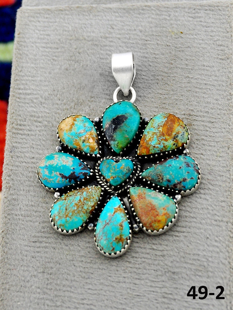 Southwest Handmade #8 Turquoise & Sterling Silver Pendants