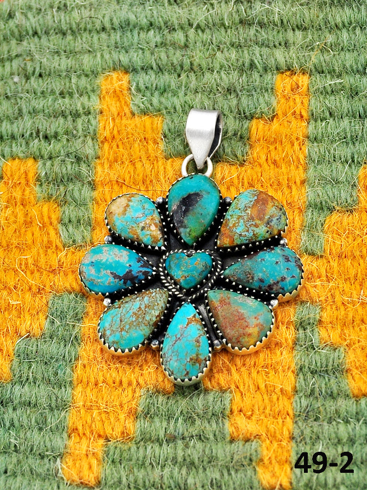 Southwest Handmade #8 Turquoise & Sterling Silver Pendants