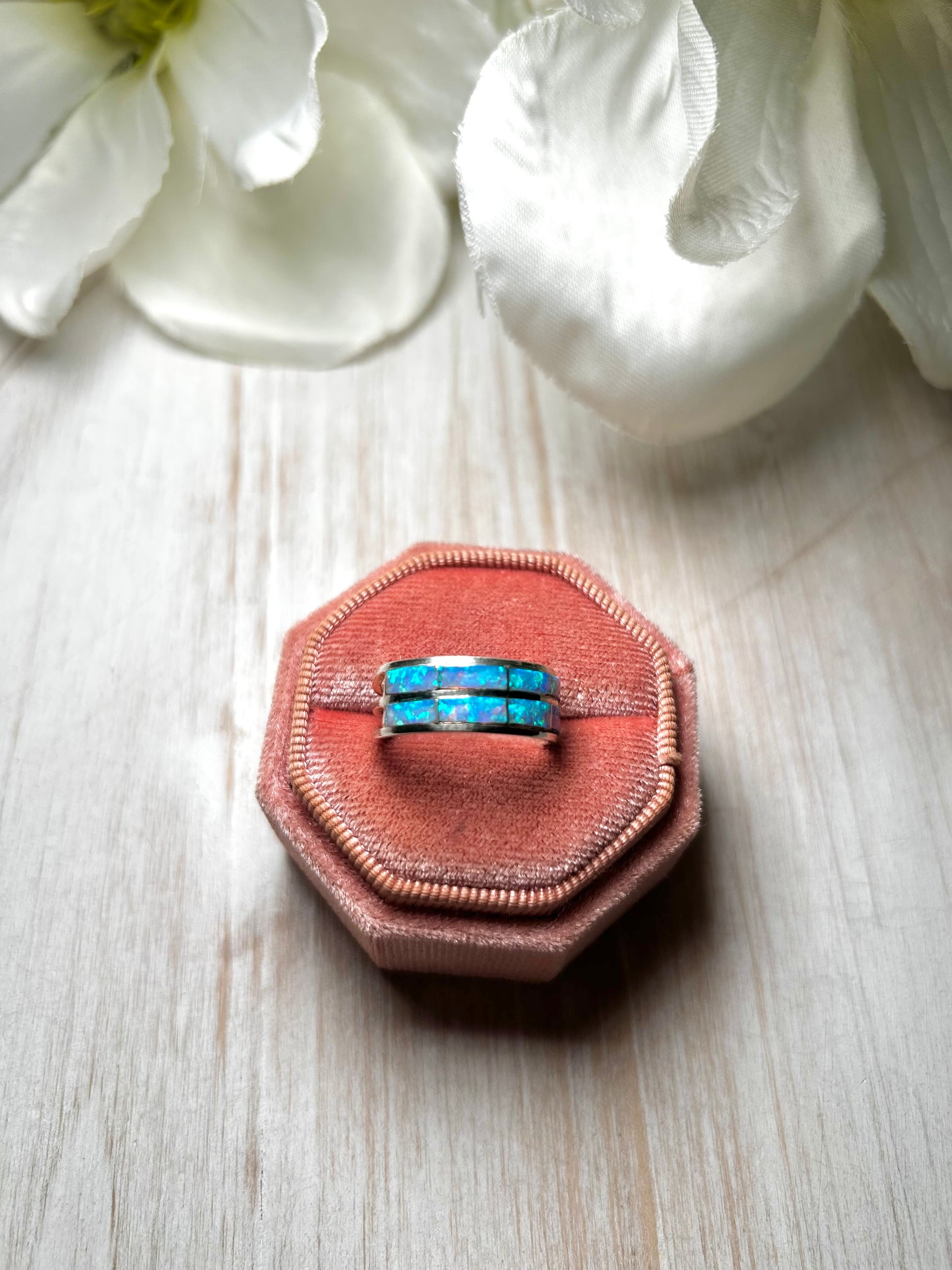 Navajo Made Opal & Sterling Silver Ring Size 7.5