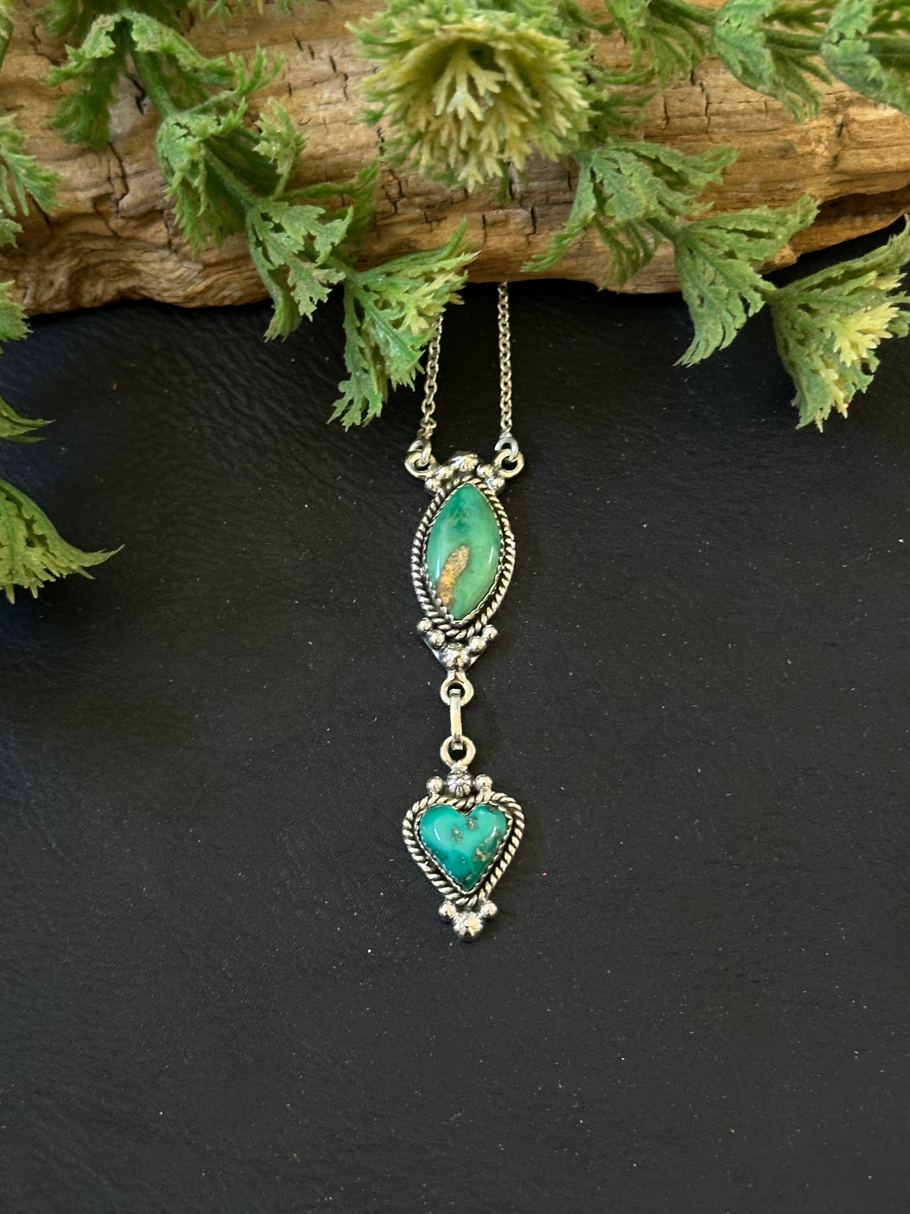 Southwest Handmade Emerald Valley Turquoise & Sterling Silver Necklace