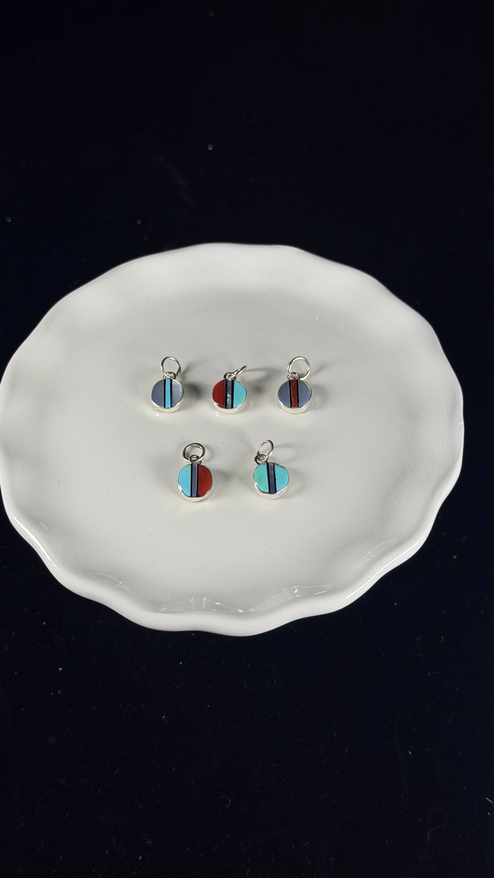 Zuni Made Multi Stone & Sterling Silver Inlay Pendant