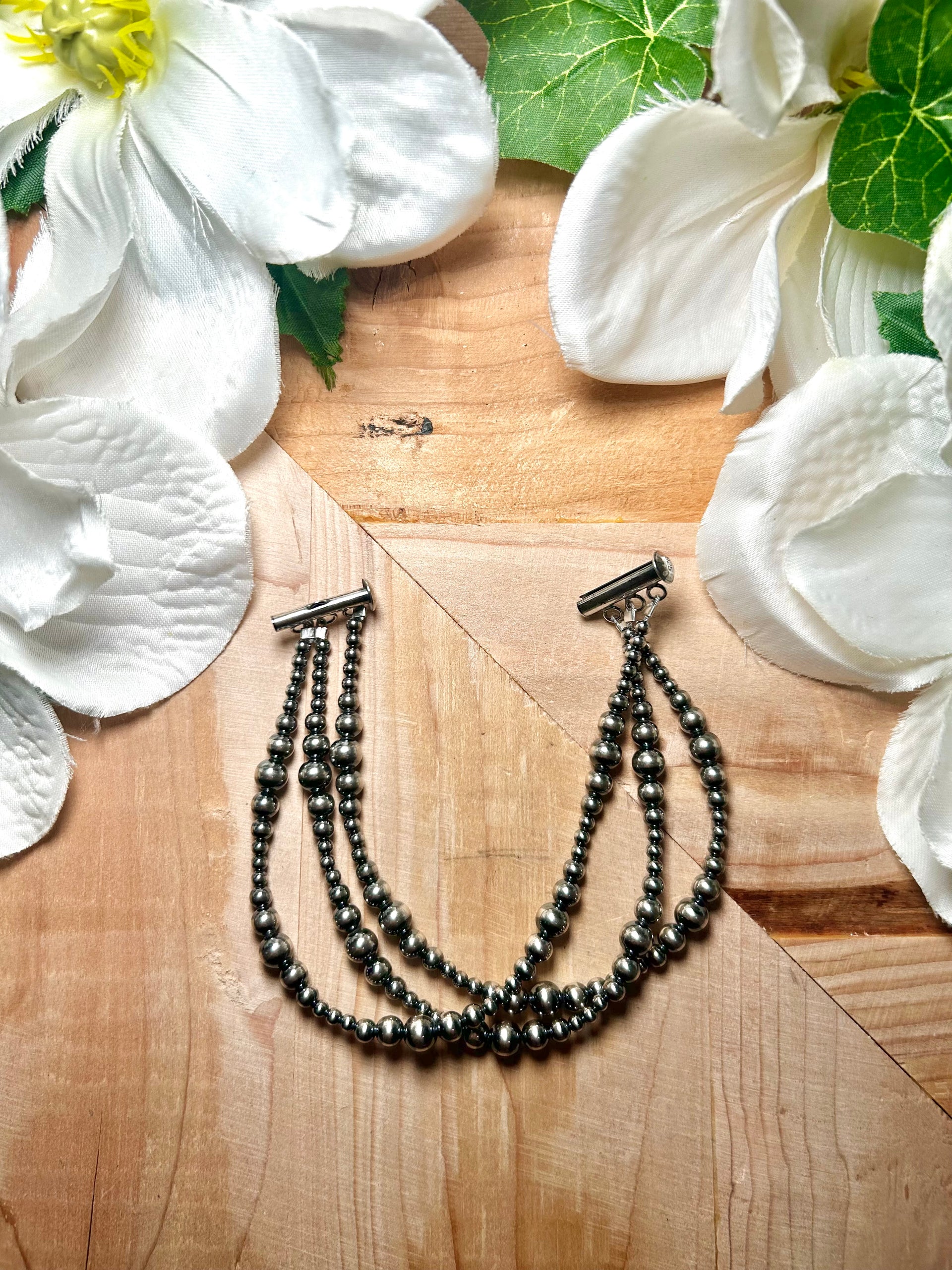 Navajo Strung Sterling Silver Bracelet