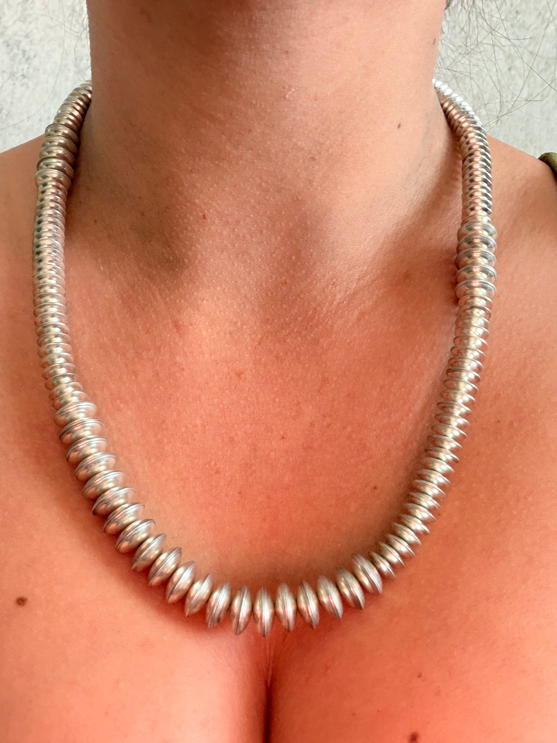 Navajo Handmade Sterling Silver Pearl Necklace