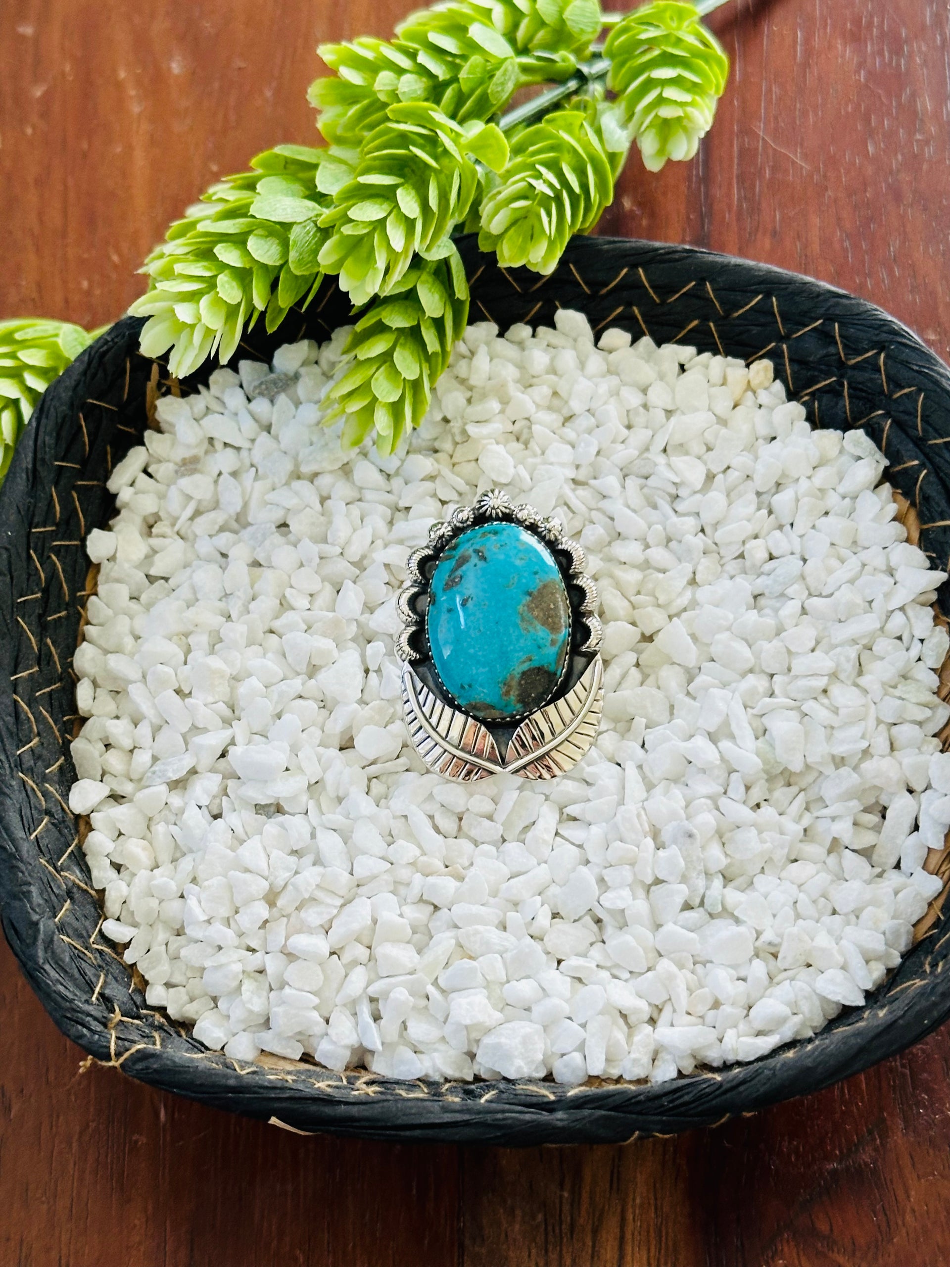 TTD “Retro” Kingman Turquoise & Sterling Silver Adjustable Ring